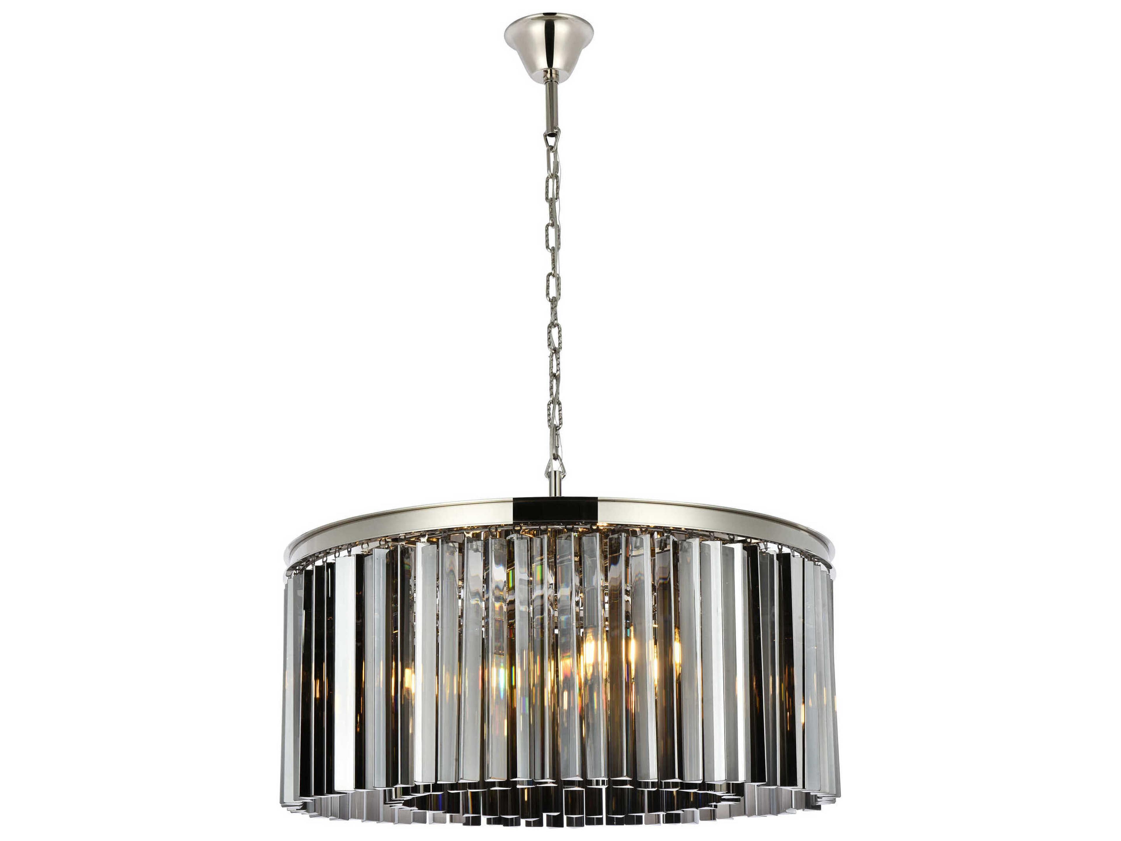 Sydney 8-Light Polished Nickel Silver Crystal Drum Pendant