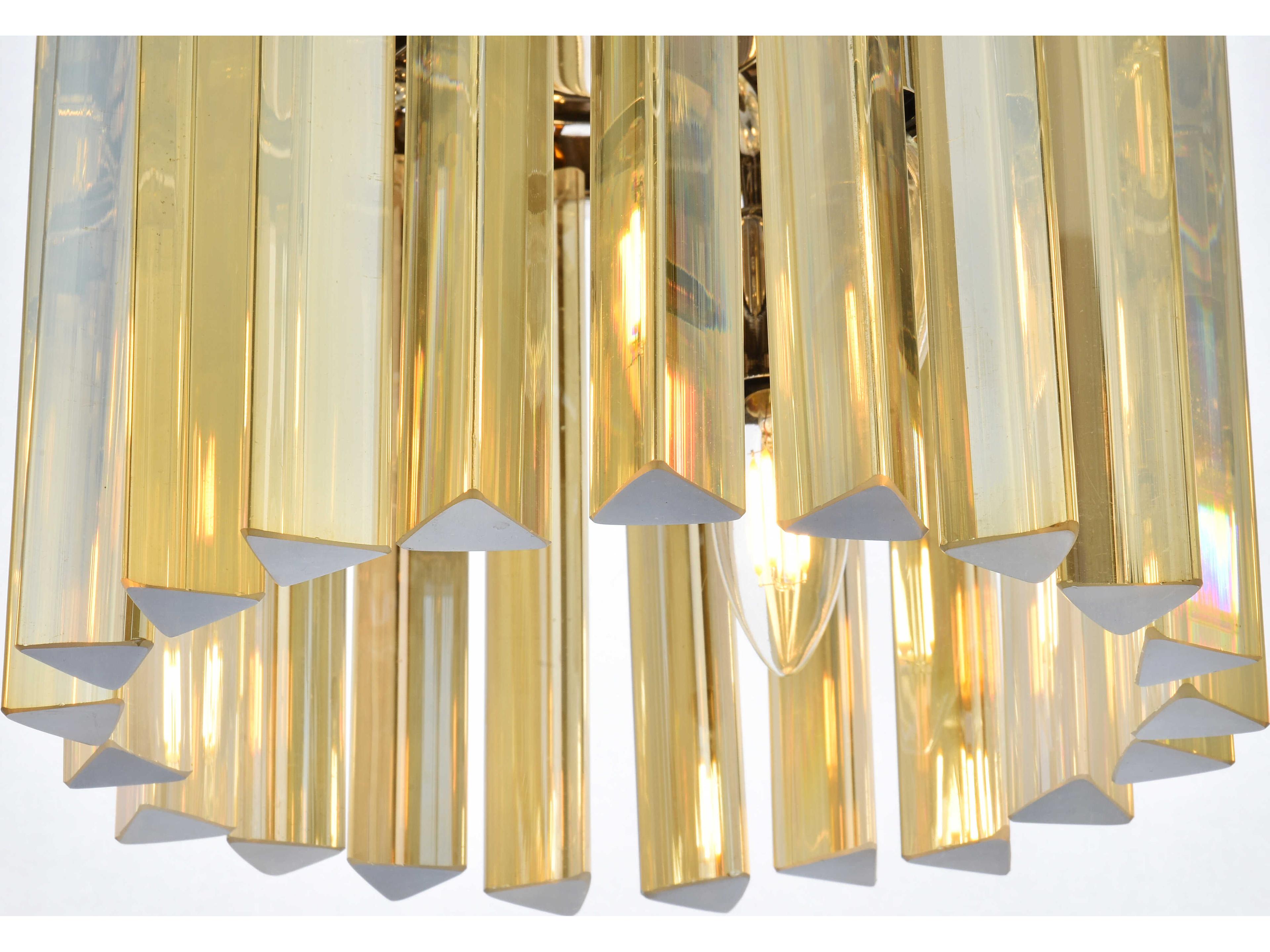 Elegant Lighting Sydney 3-Light Polished Nickel Gold Crystal Drum Flush Mount