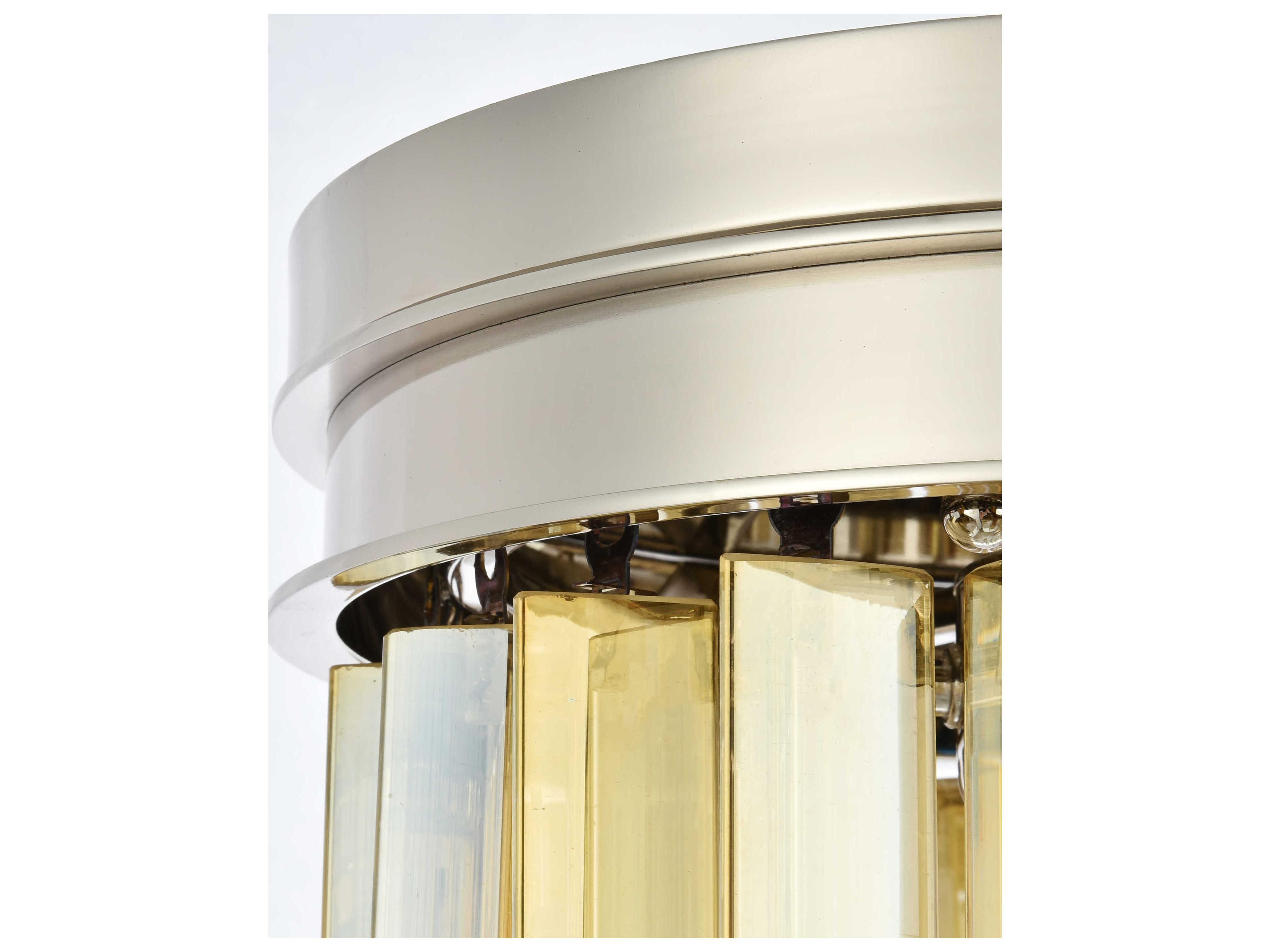 Elegant Lighting Sydney 3-Light Polished Nickel Gold Crystal Drum Flush Mount