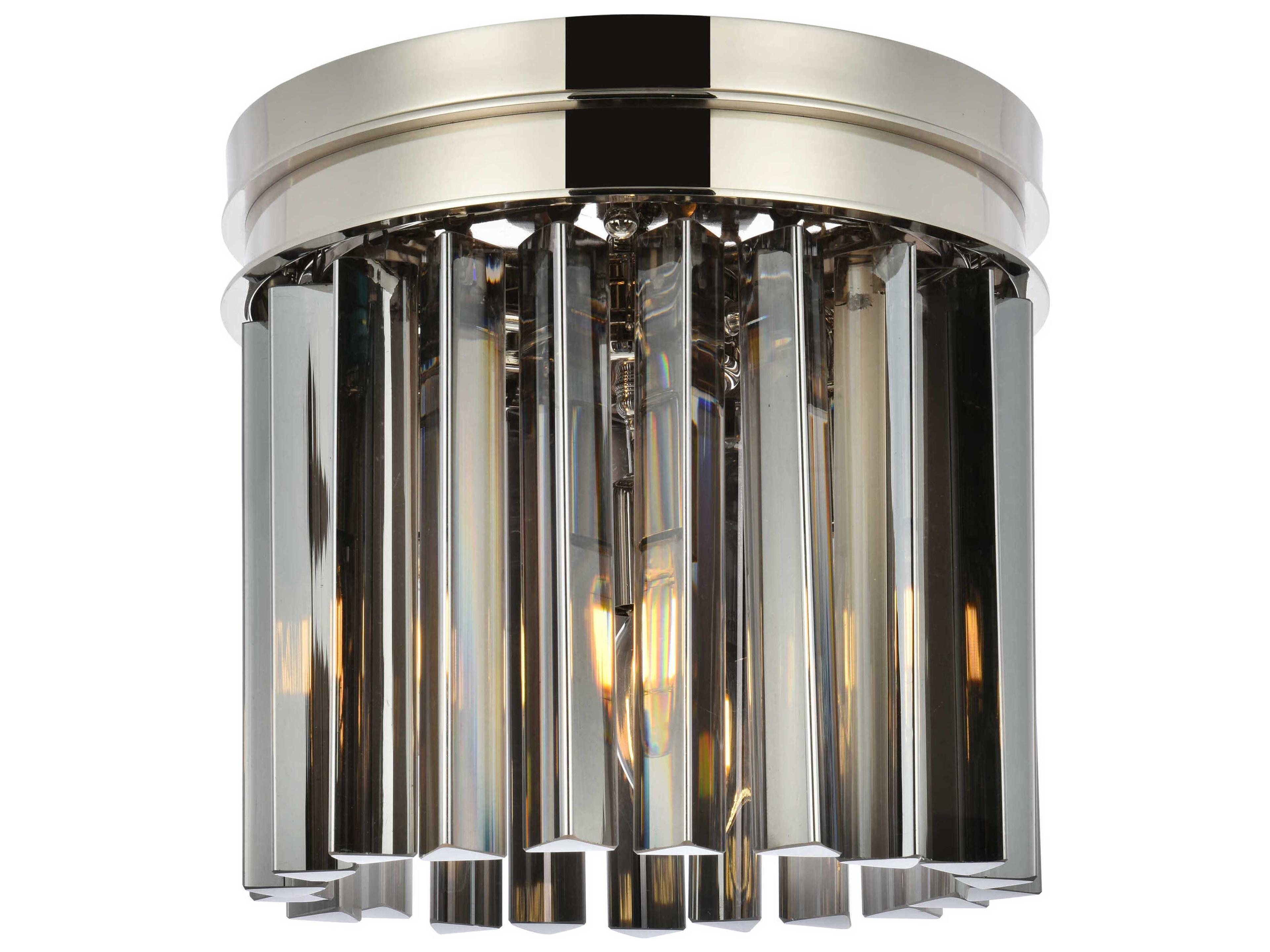 Sydney 3-Light Polished Nickel Silver Crystal Drum Flush Mount
