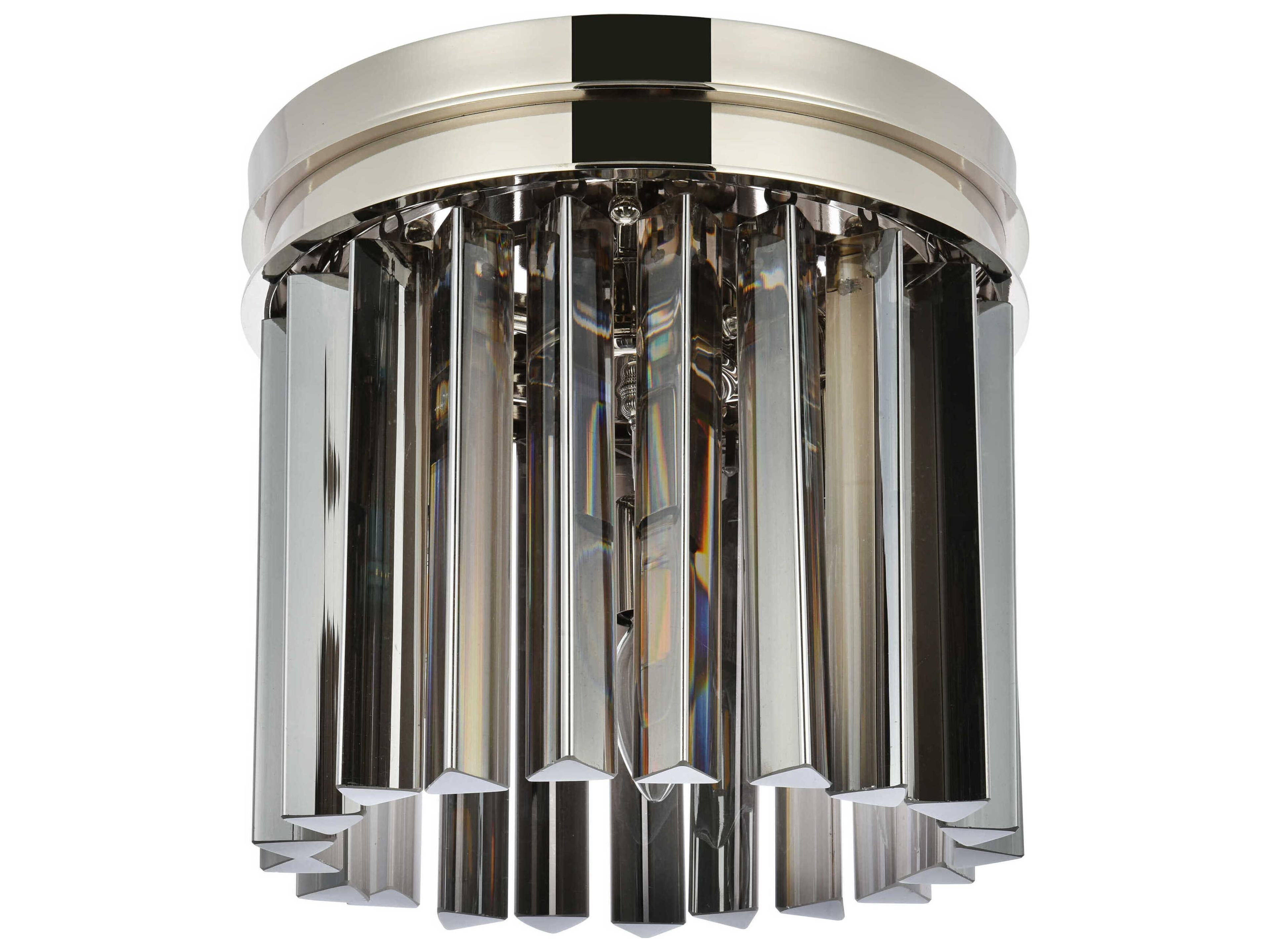 Elegant Lighting Sydney 3-Light Polished Nickel Silver Crystal Drum Flush Mount