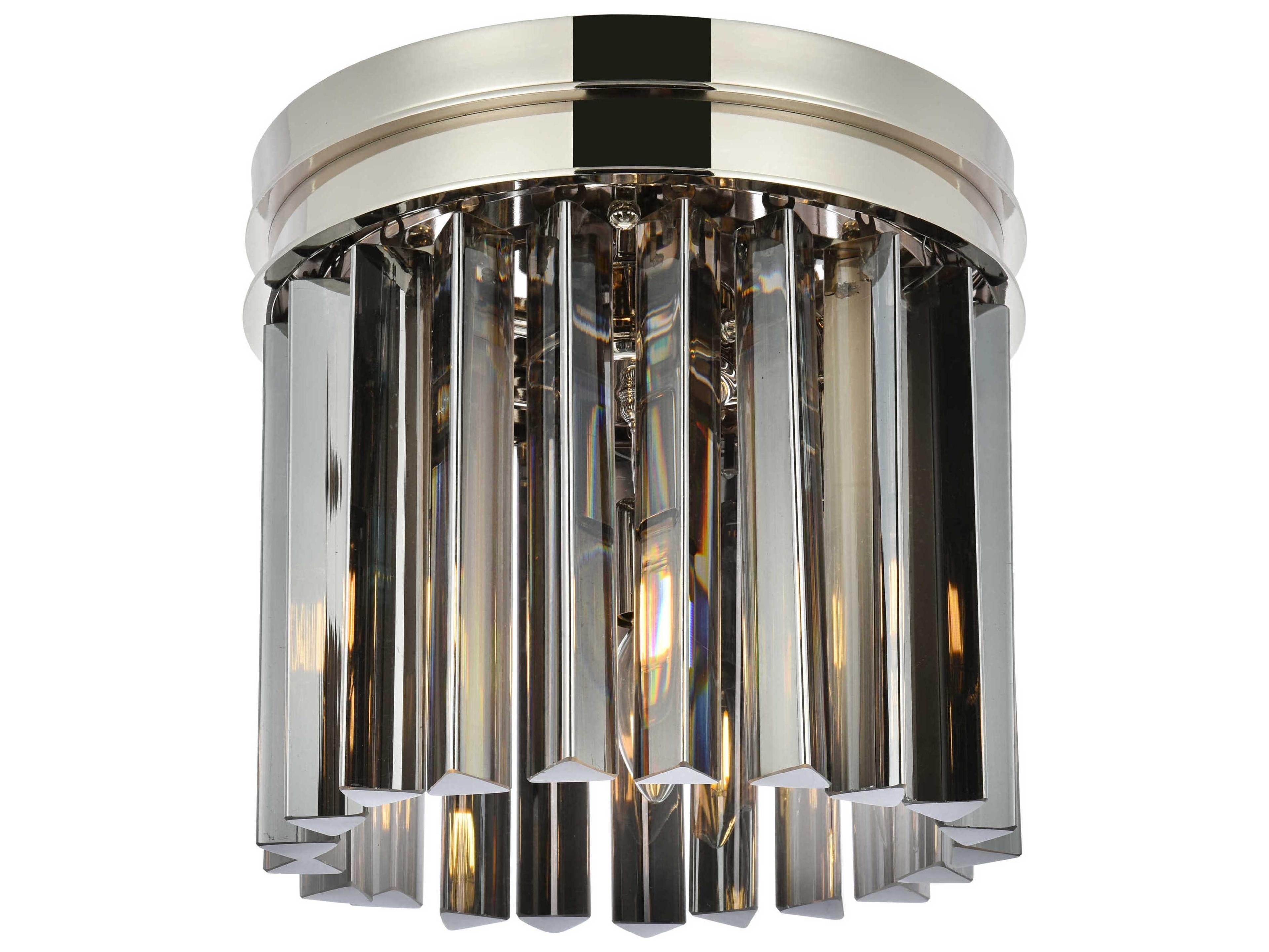Elegant Lighting Sydney 3-Light Polished Nickel Silver Crystal Drum Flush Mount