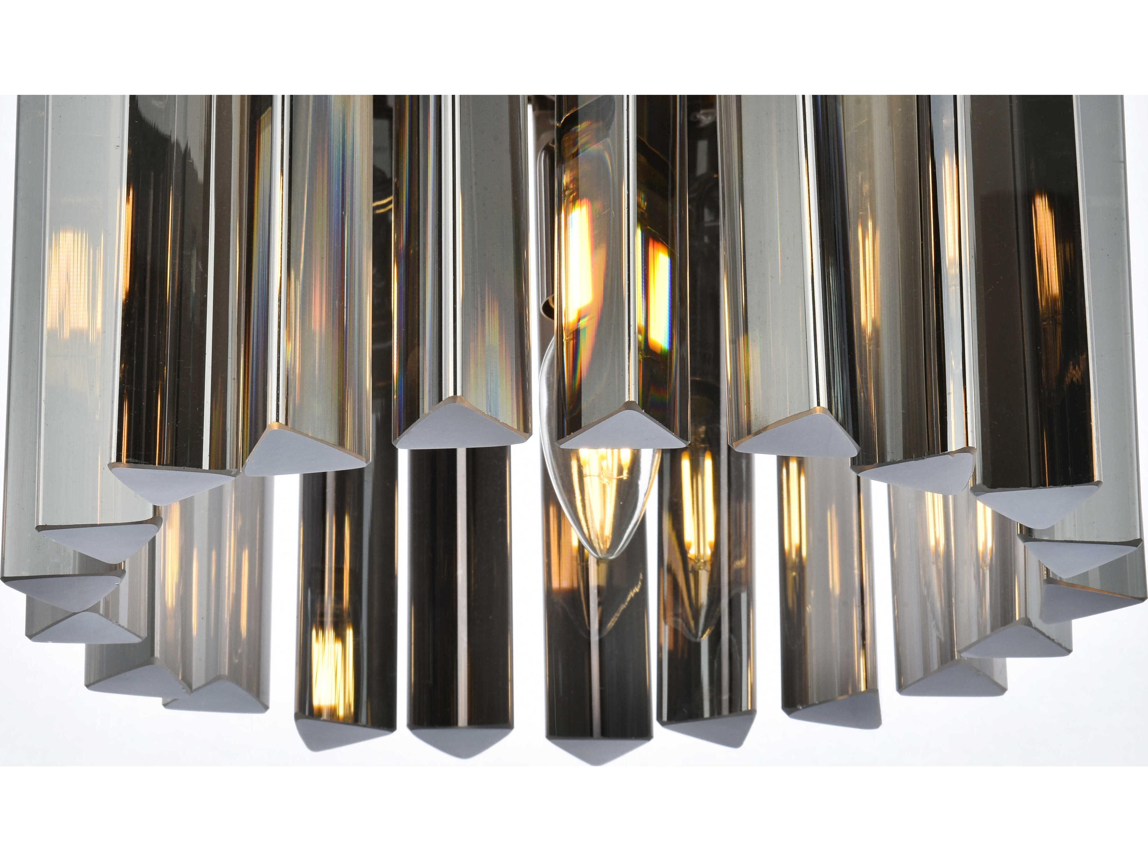 Elegant Lighting Sydney 3-Light Polished Nickel Silver Crystal Drum Flush Mount