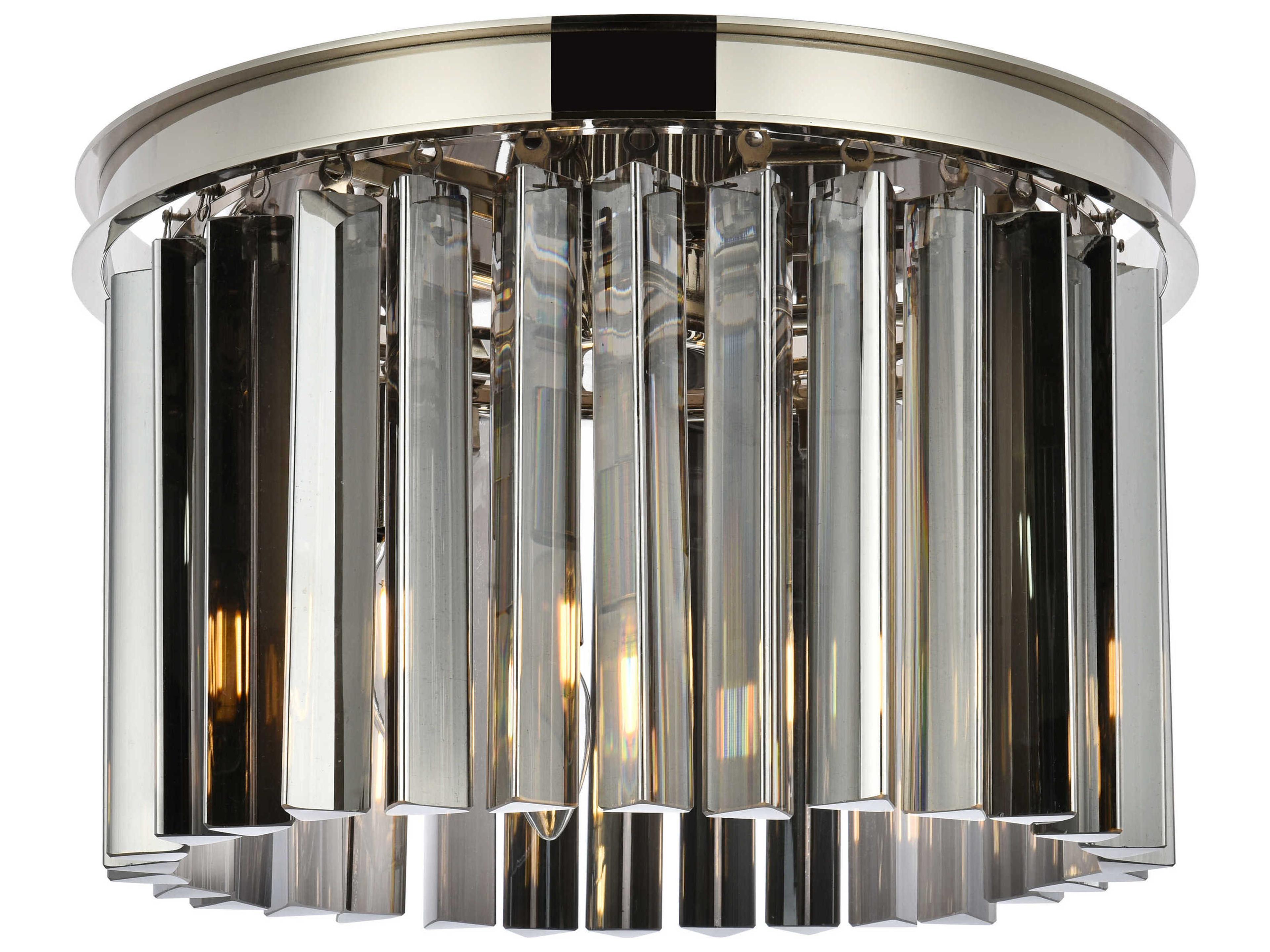 Sydney 3-Light Polished Nickel Silver Crystal Drum Flush Mount