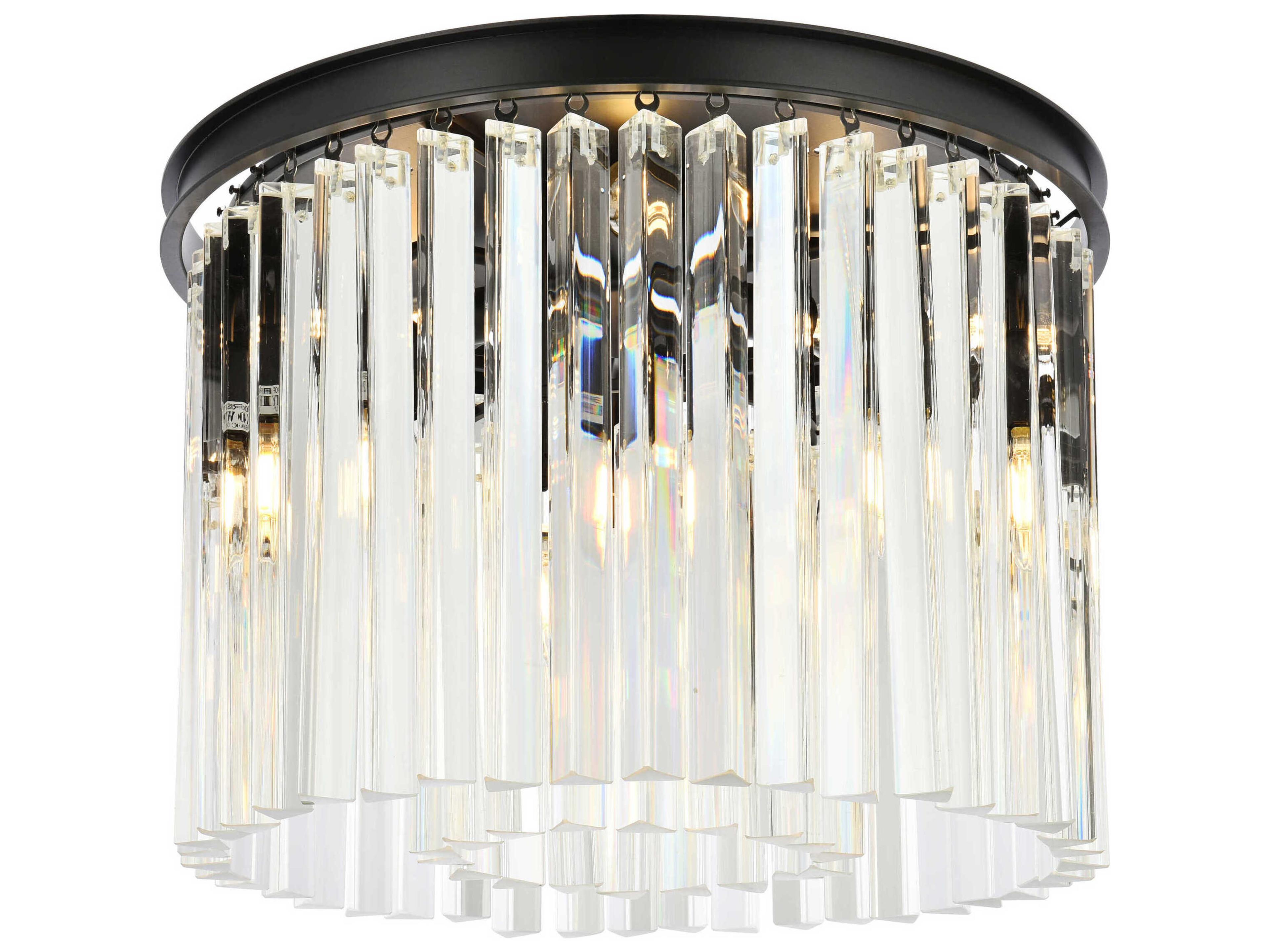 Sydney 6-Light Matte Black Clear Crystal Drum Flush Mount
