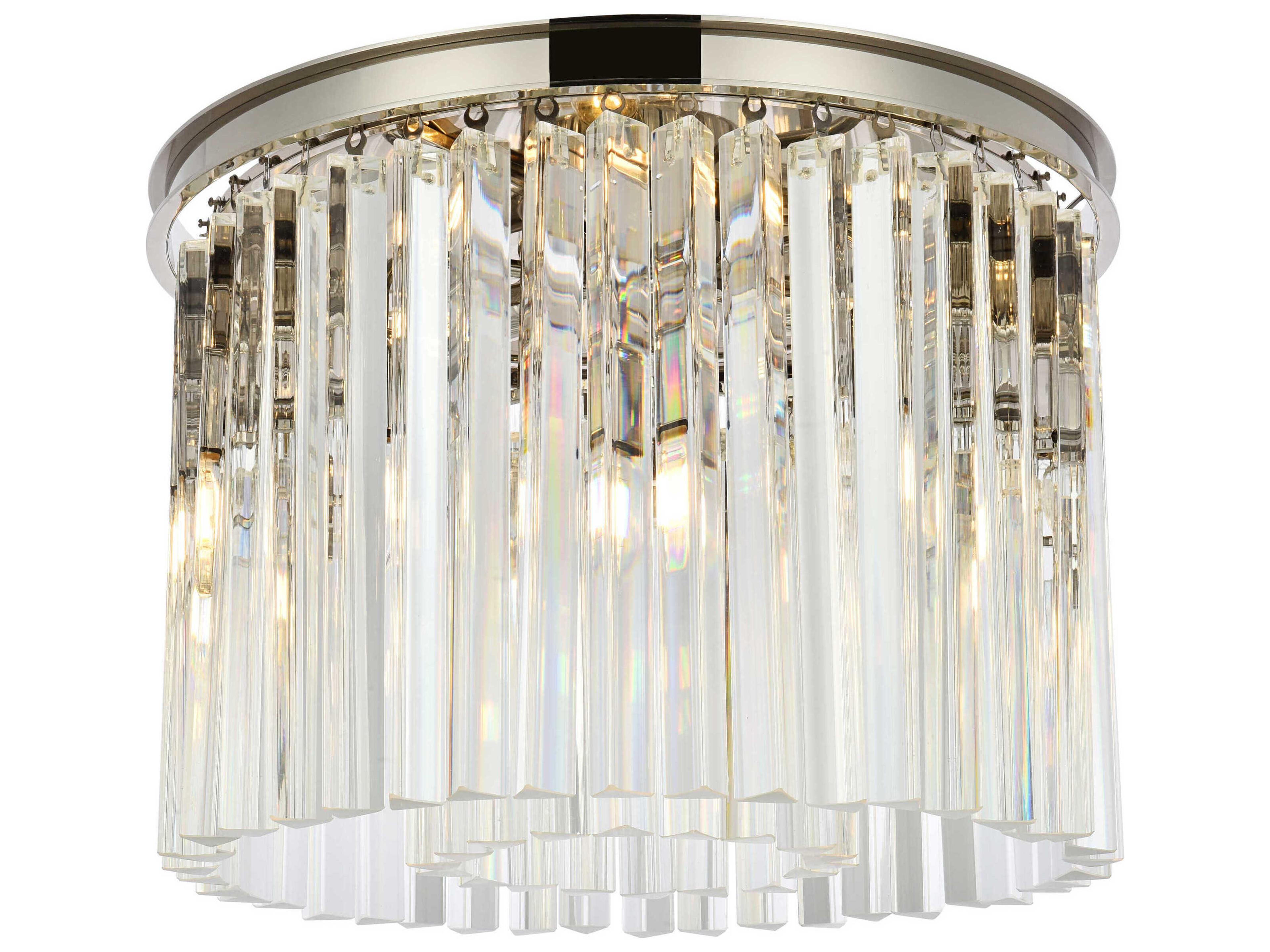Sydney 6-Light Polished Nickel Clear Crystal Drum Flush Mount