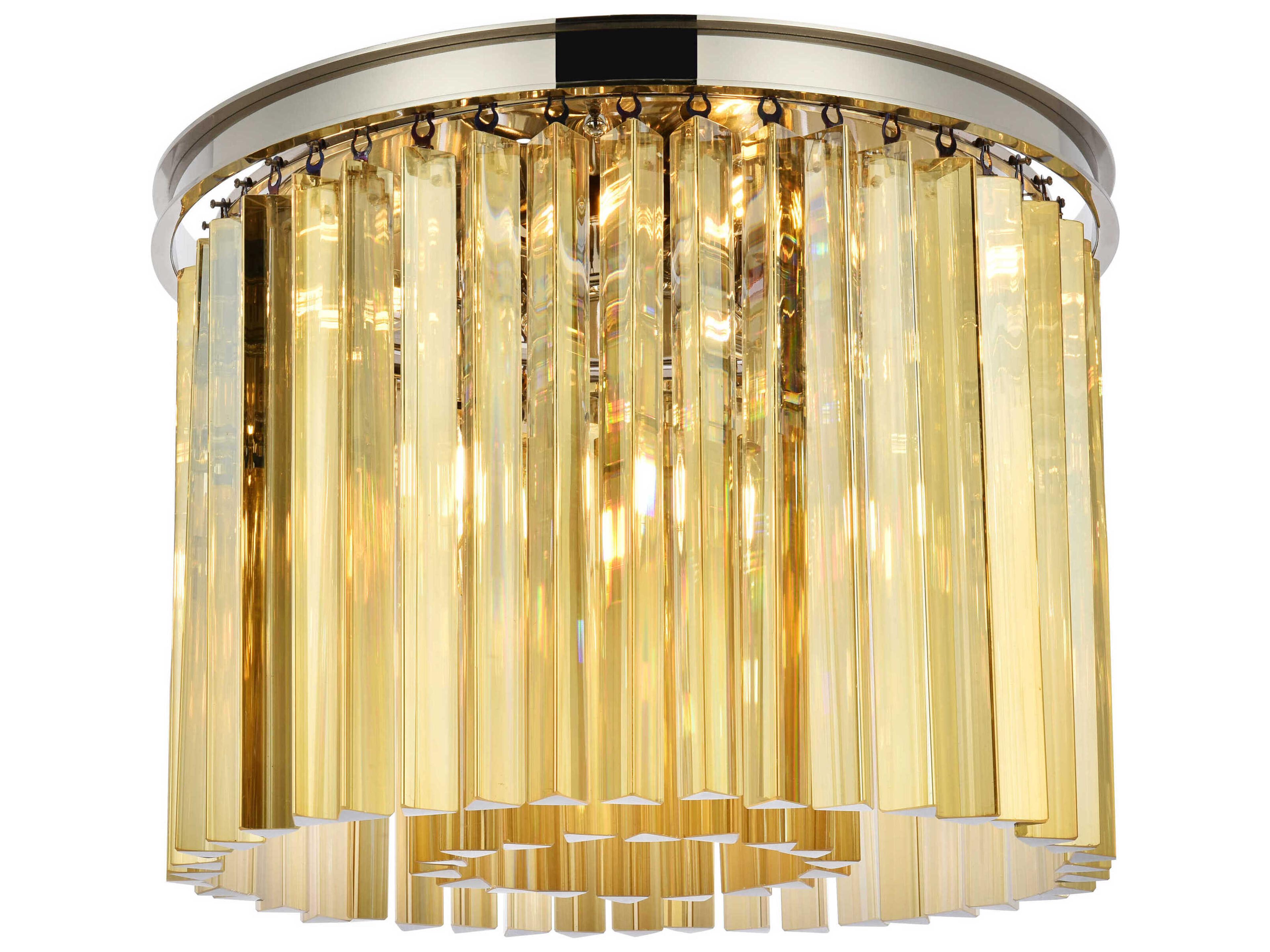 Sydney 6-Light Polished Nickel Gold Crystal Drum Flush Mount