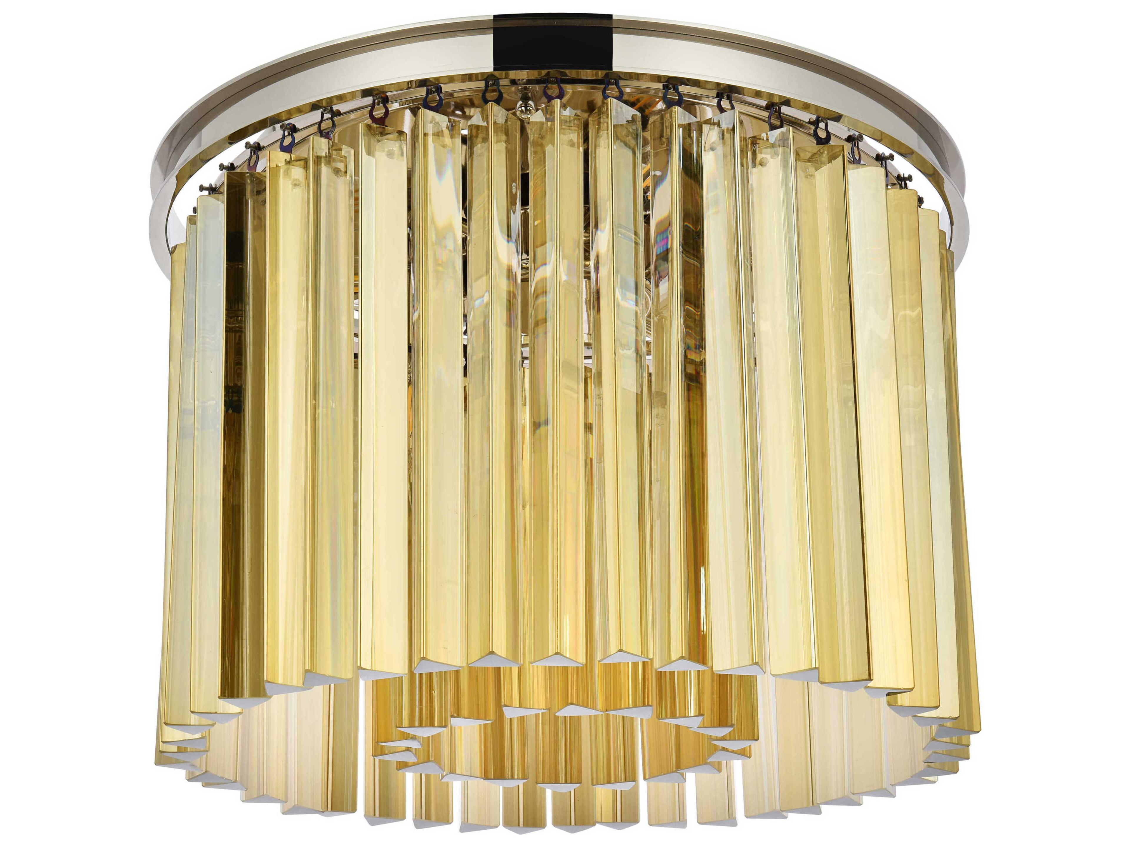 Elegant Lighting Sydney 6-Light Polished Nickel Gold Crystal Drum Flush Mount