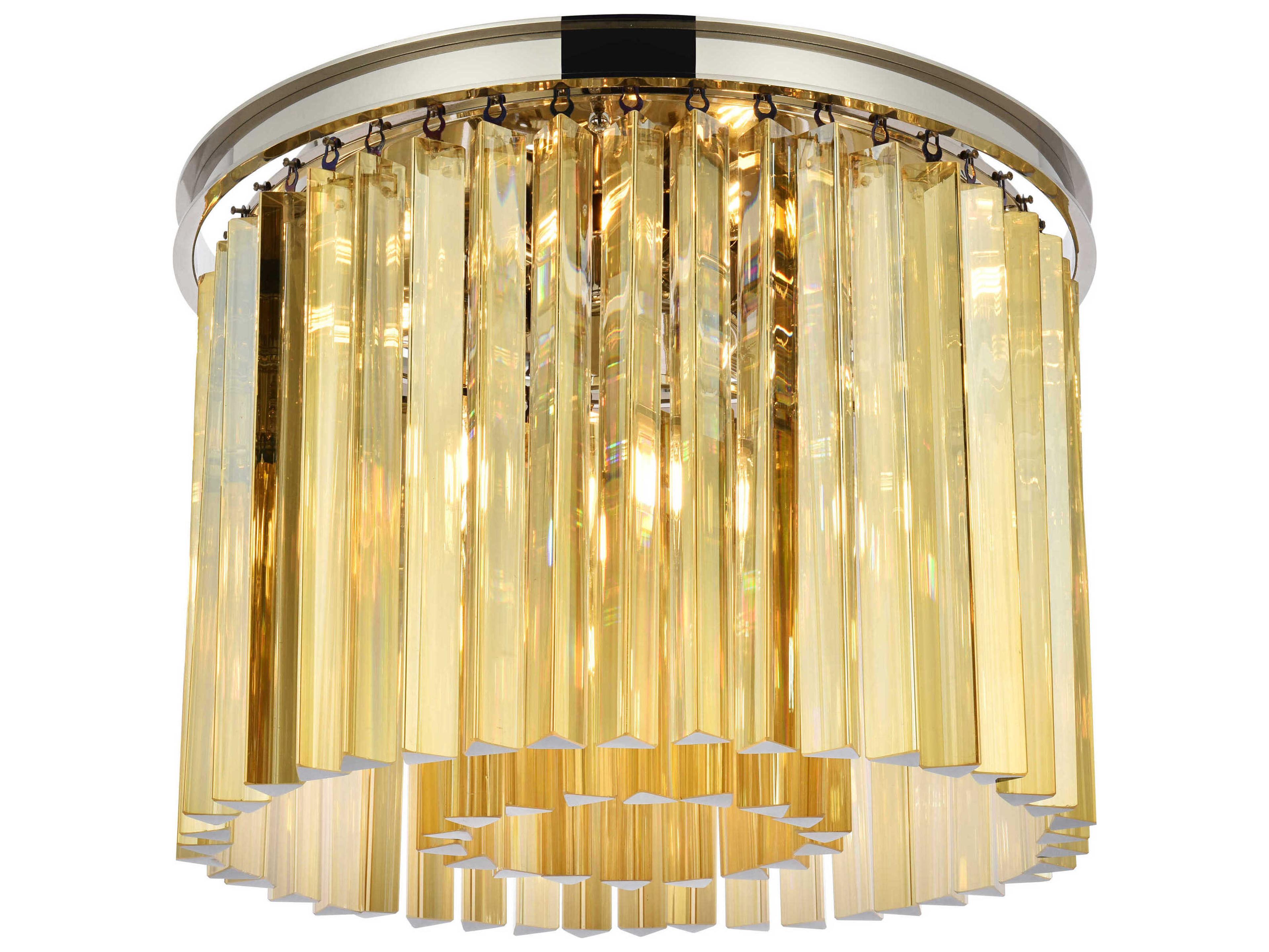 Elegant Lighting Sydney 6-Light Polished Nickel Gold Crystal Drum Flush Mount