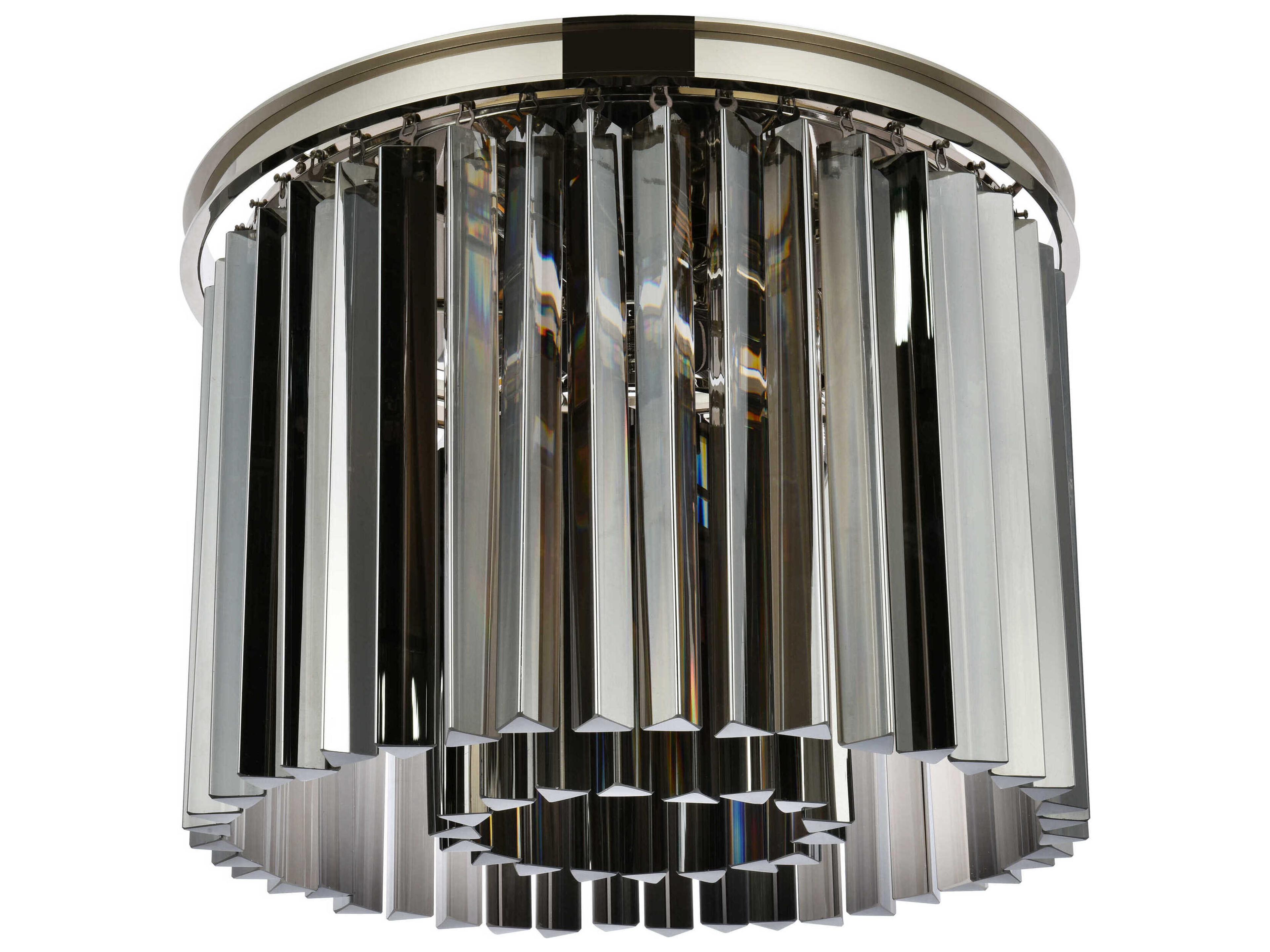 Elegant Lighting Sydney 6-Light Polished Nickel Silver Crystal Drum Flush Mount