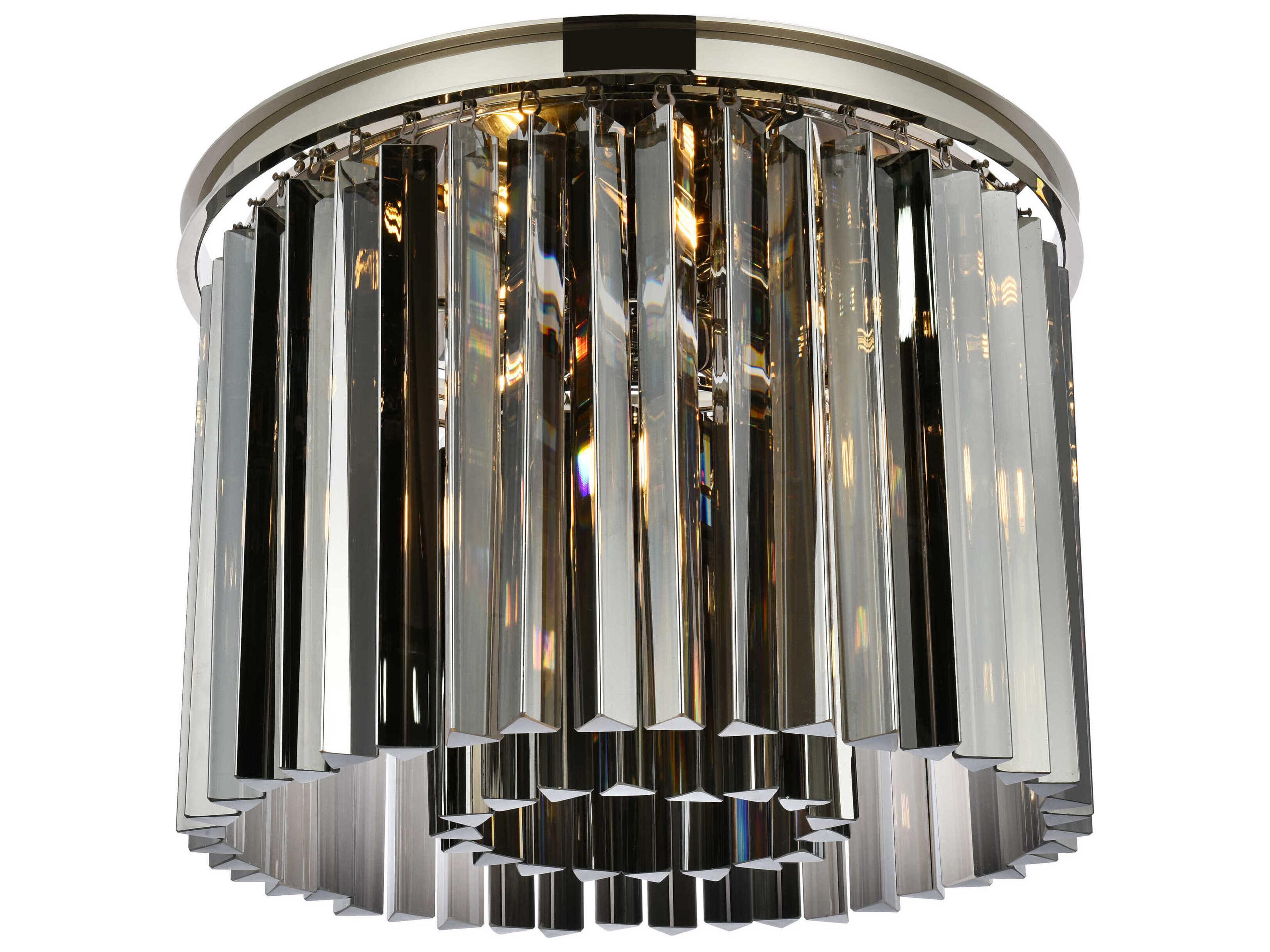 Elegant Lighting Sydney 6-Light Polished Nickel Silver Crystal Drum Flush Mount