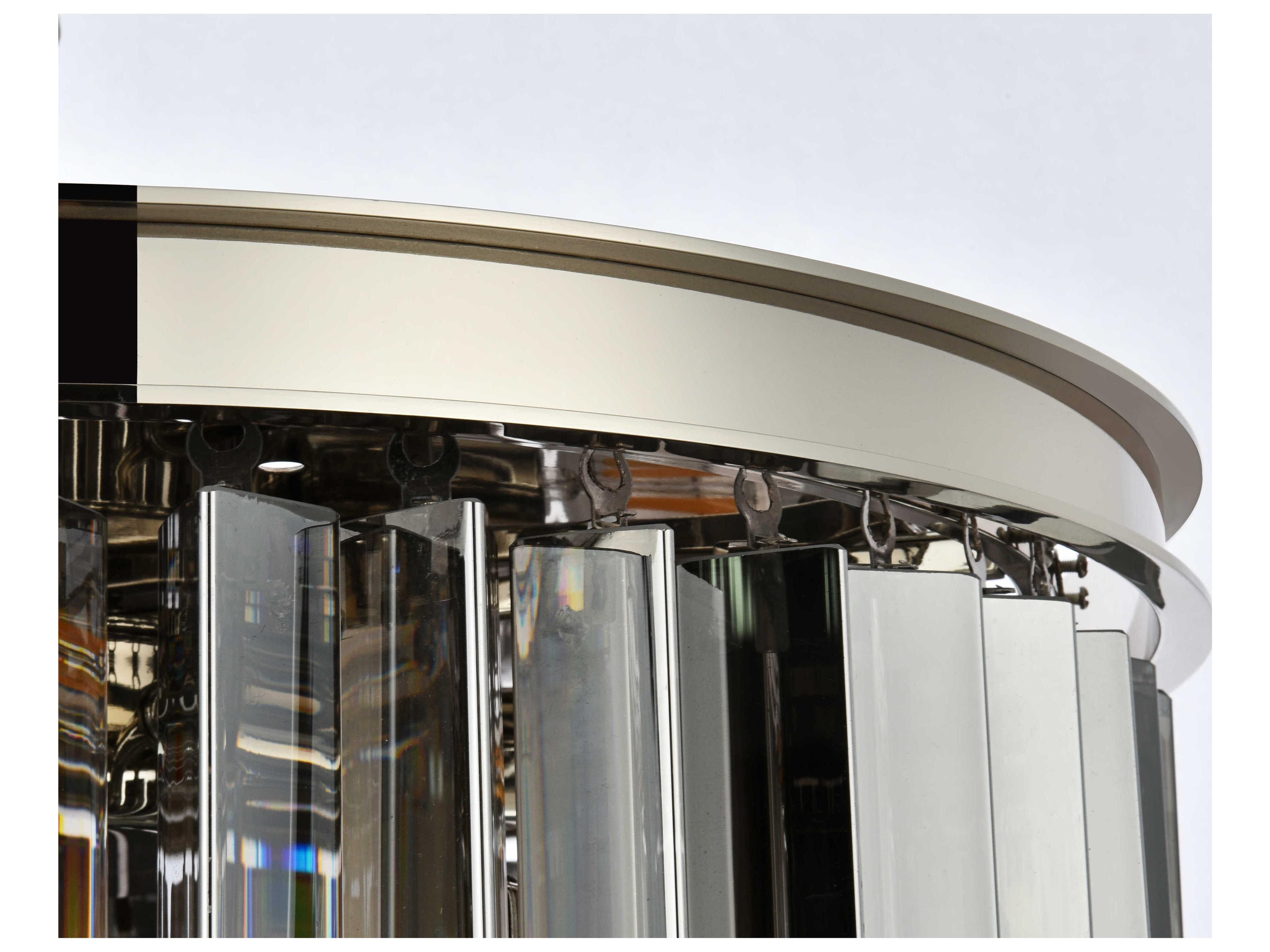 Elegant Lighting Sydney 6-Light Polished Nickel Silver Crystal Drum Flush Mount