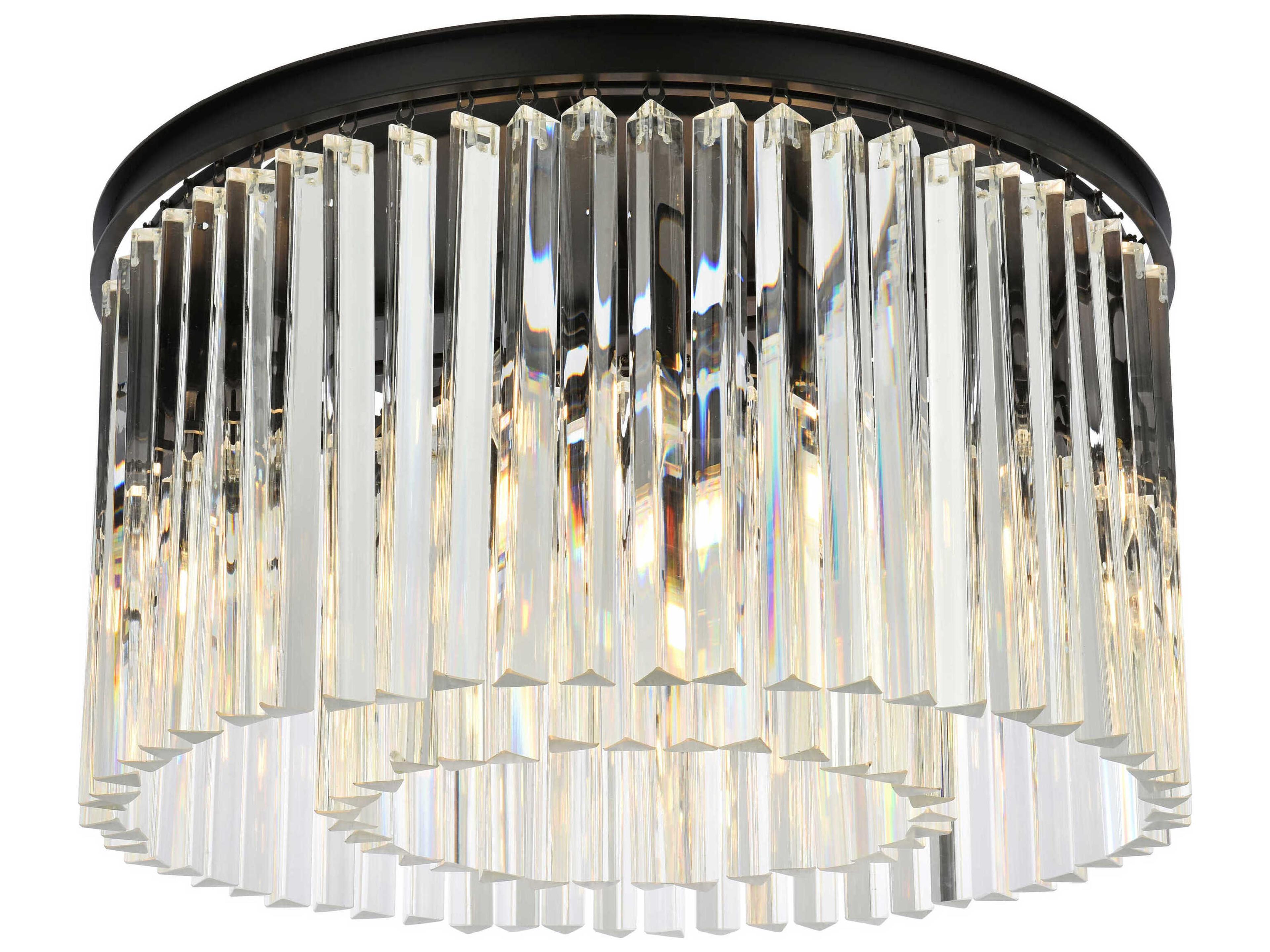 Elegant Lighting Sydney 8-Light Matte Black Clear Crystal Drum Flush Mount