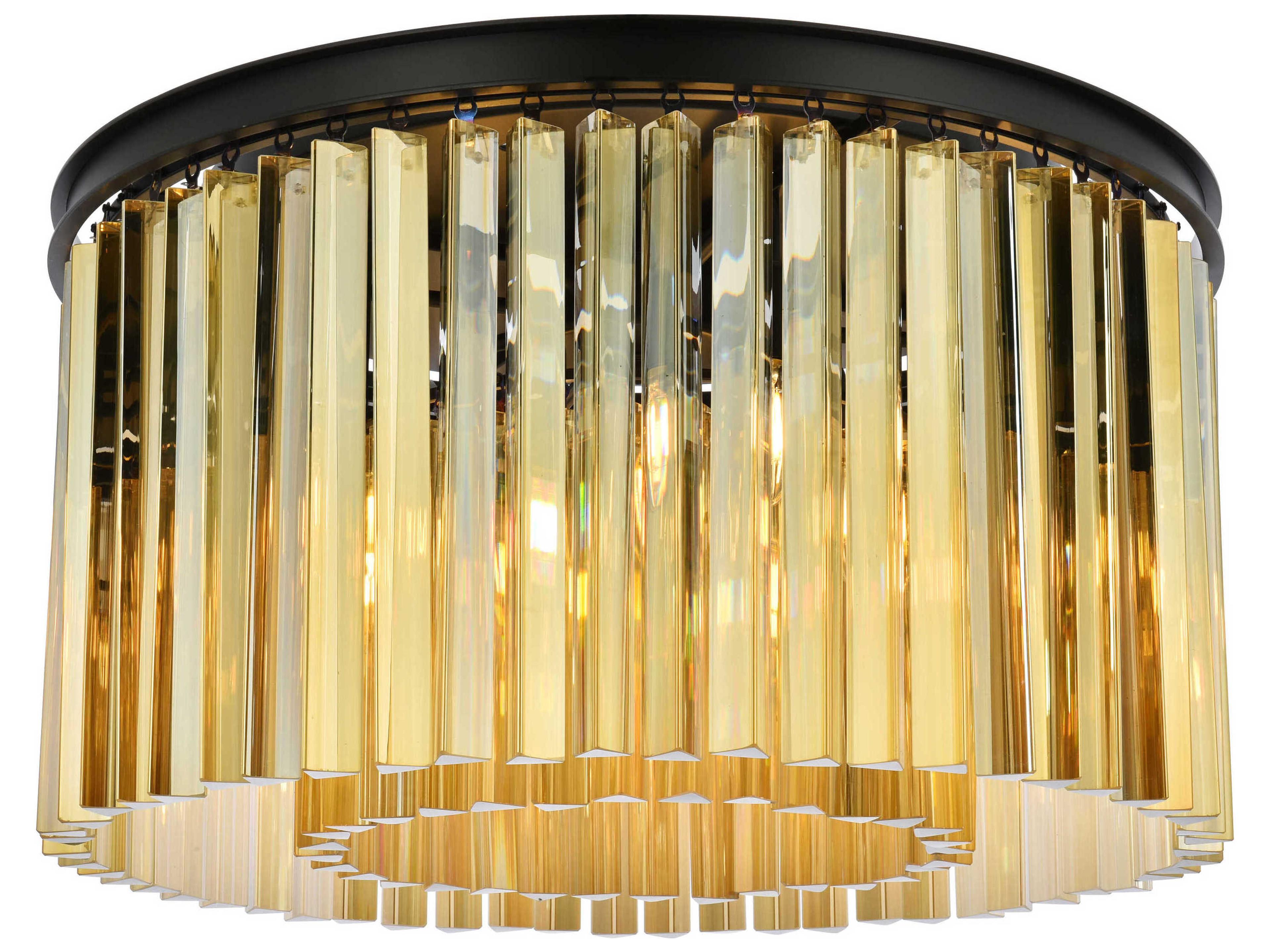 Sydney 8-Light Matte Black Gold Crystal Drum Flush Mount