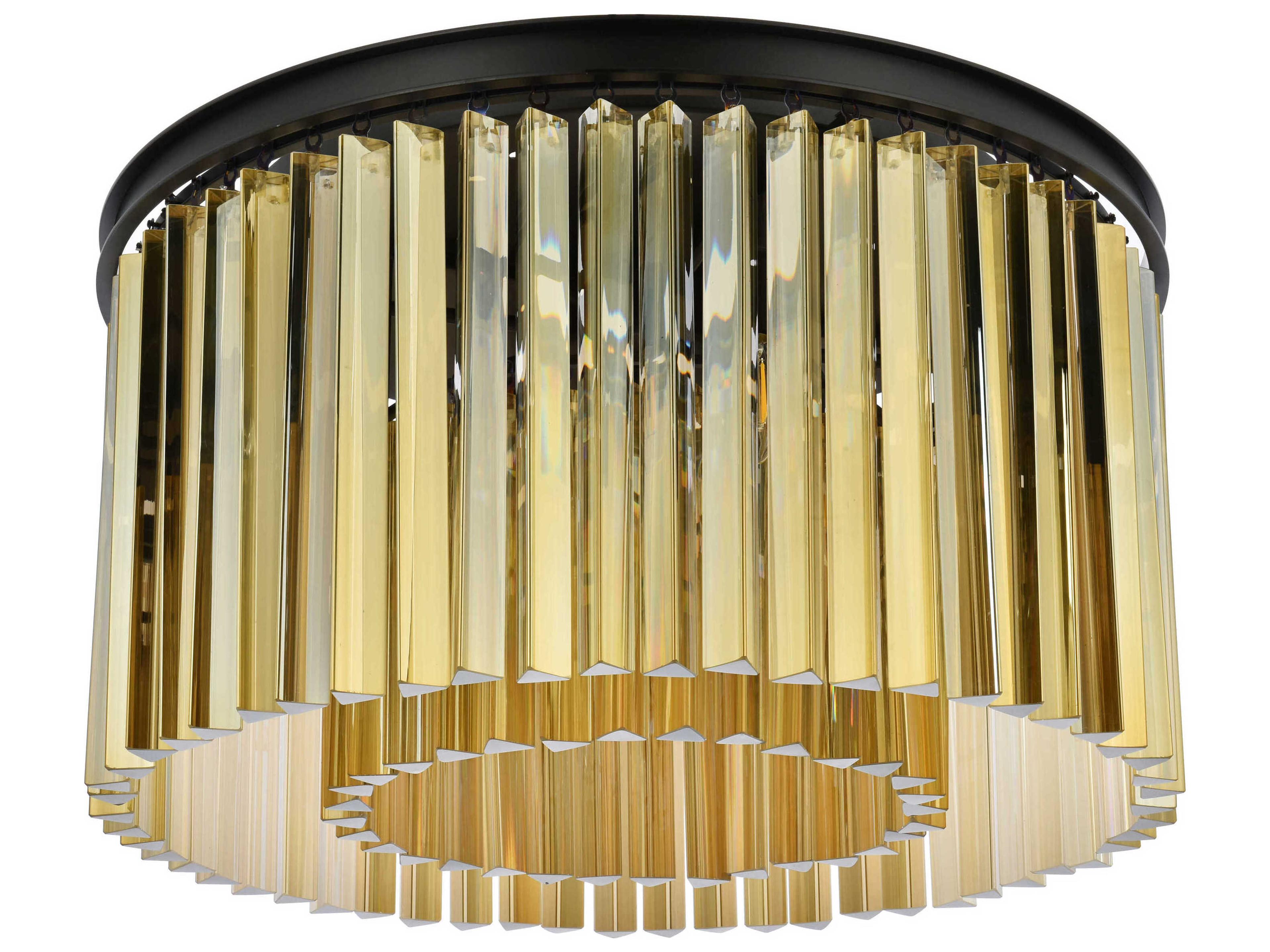 Elegant Lighting Sydney 8-Light Matte Black Gold Crystal Drum Flush Mount