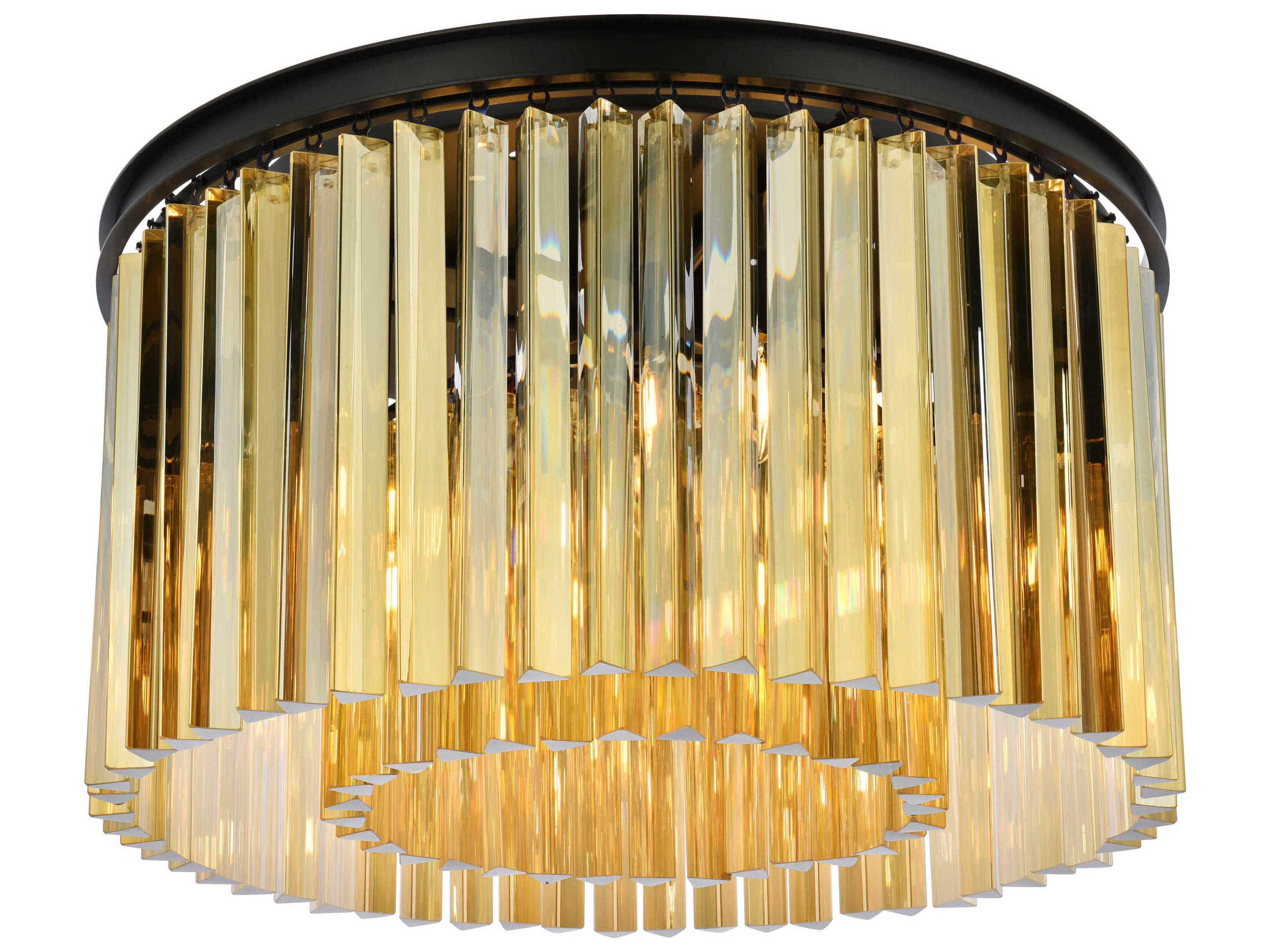 Elegant Lighting Sydney 8-Light Matte Black Gold Crystal Drum Flush Mount