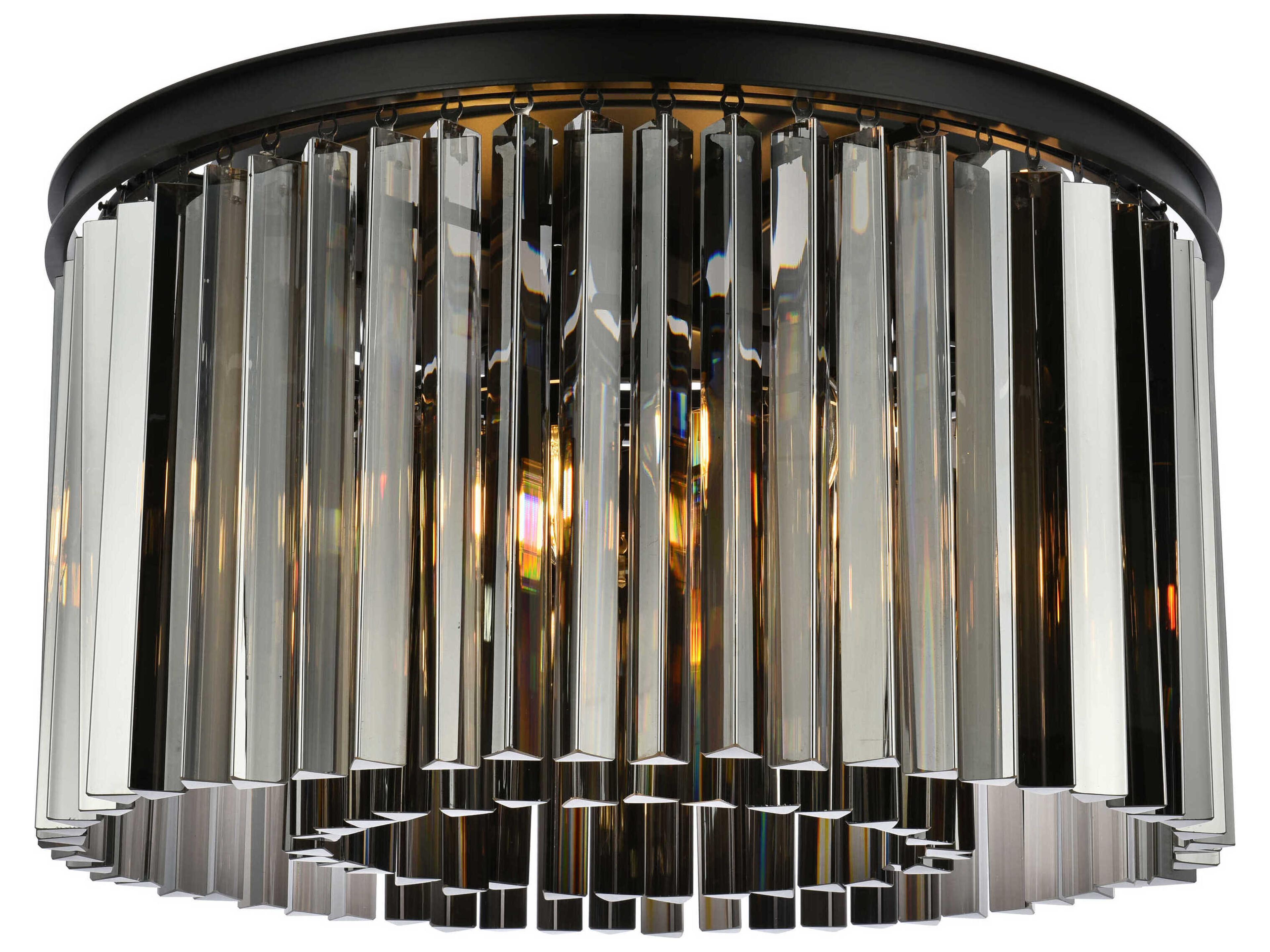 Sydney 8-Light Matte Black Silver Crystal Drum Flush Mount