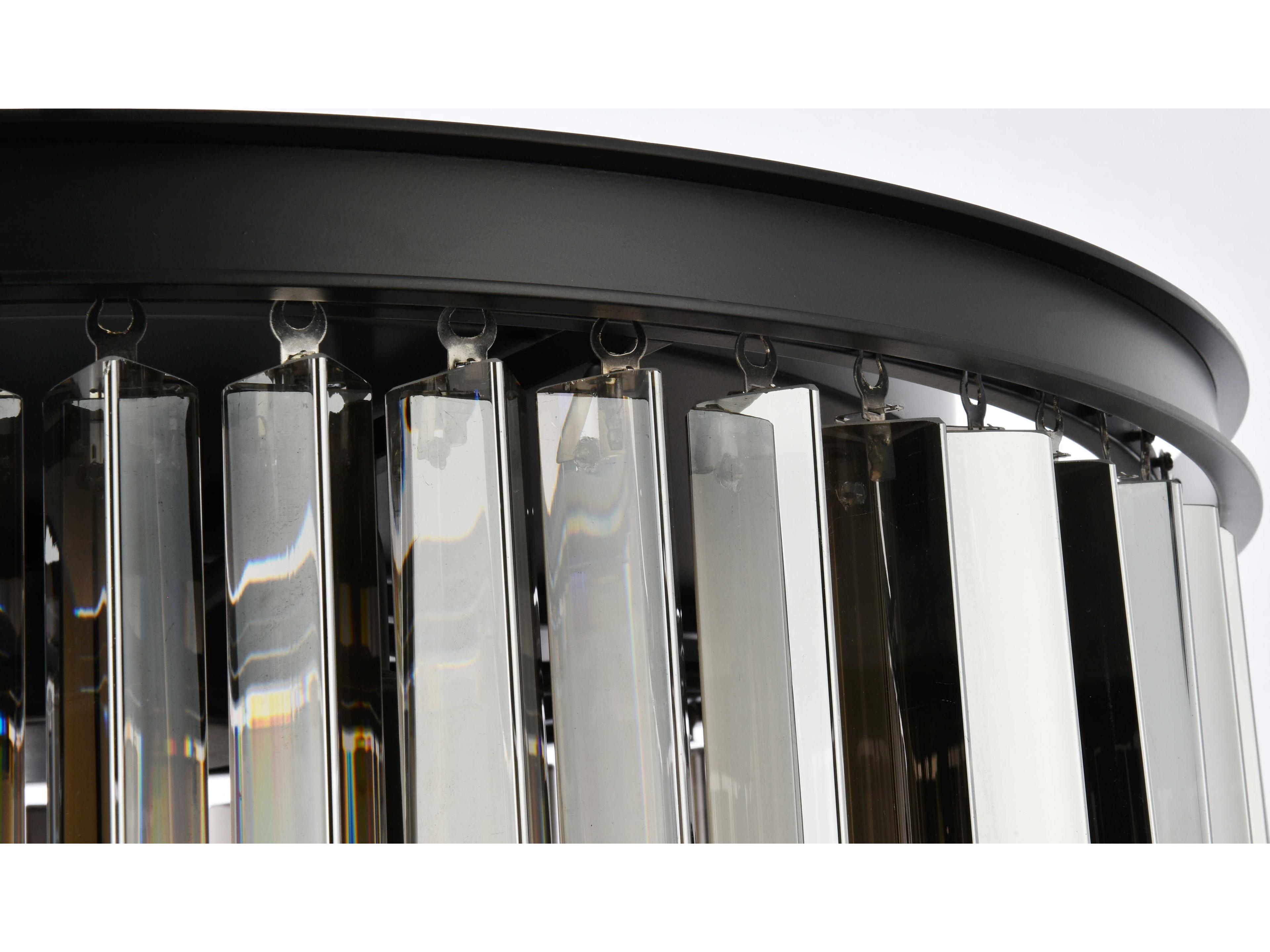 Elegant Lighting Sydney 8-Light Matte Black Silver Crystal Drum Flush Mount