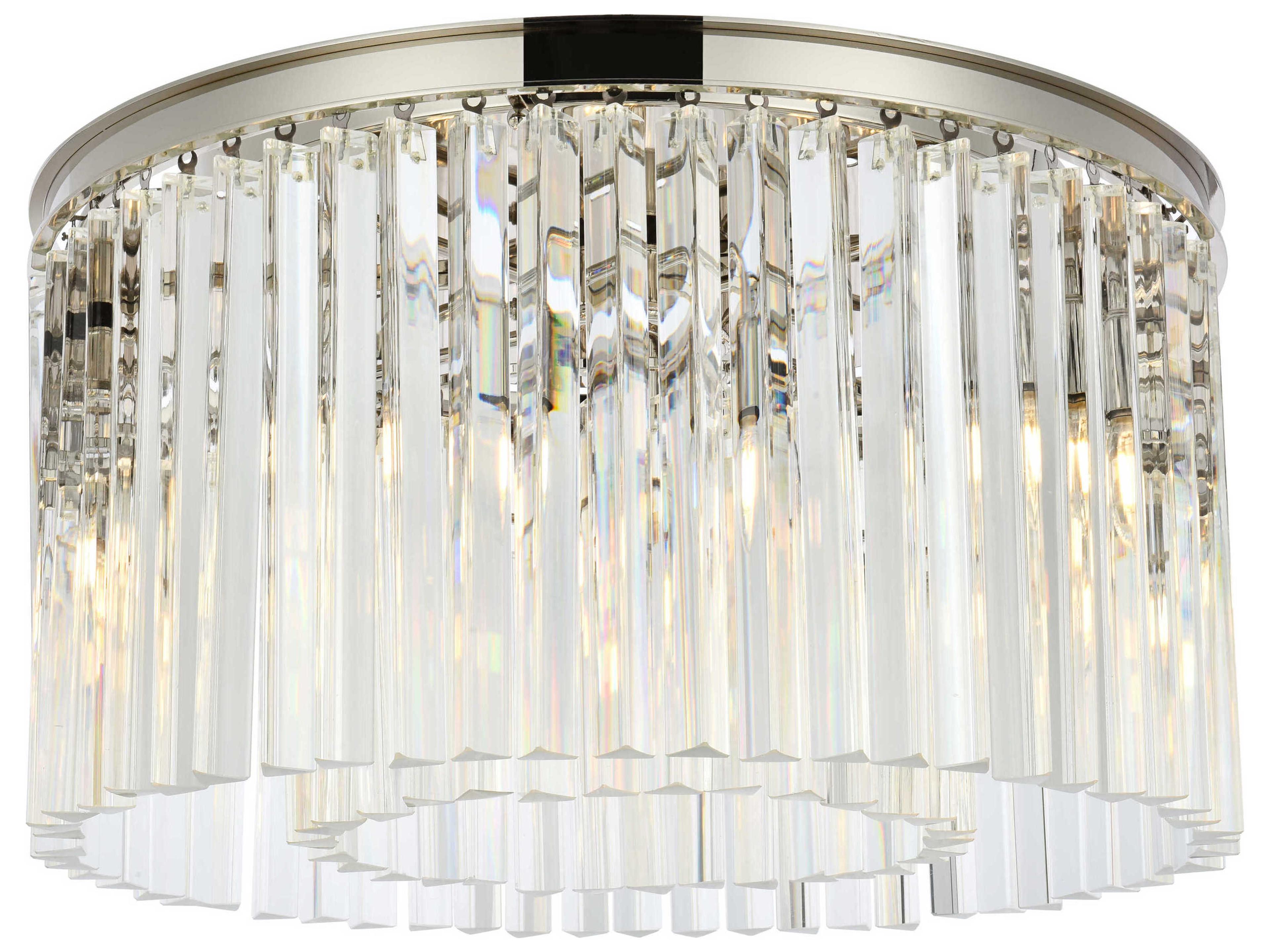 Sydney 8-Light Polished Nickel Clear Crystal Drum Flush Mount