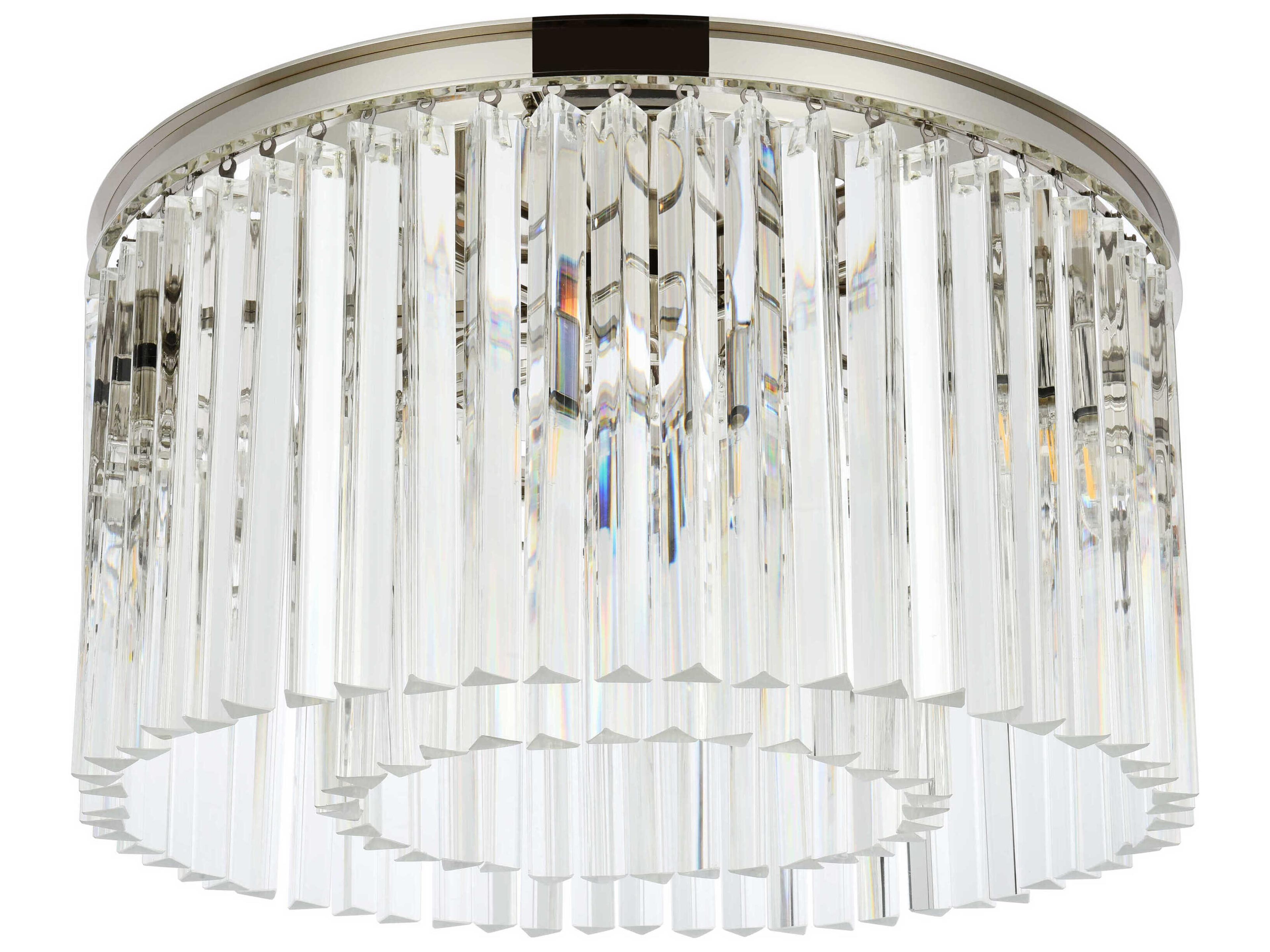 Elegant Lighting Sydney 8-Light Polished Nickel Clear Crystal Drum Flush Mount