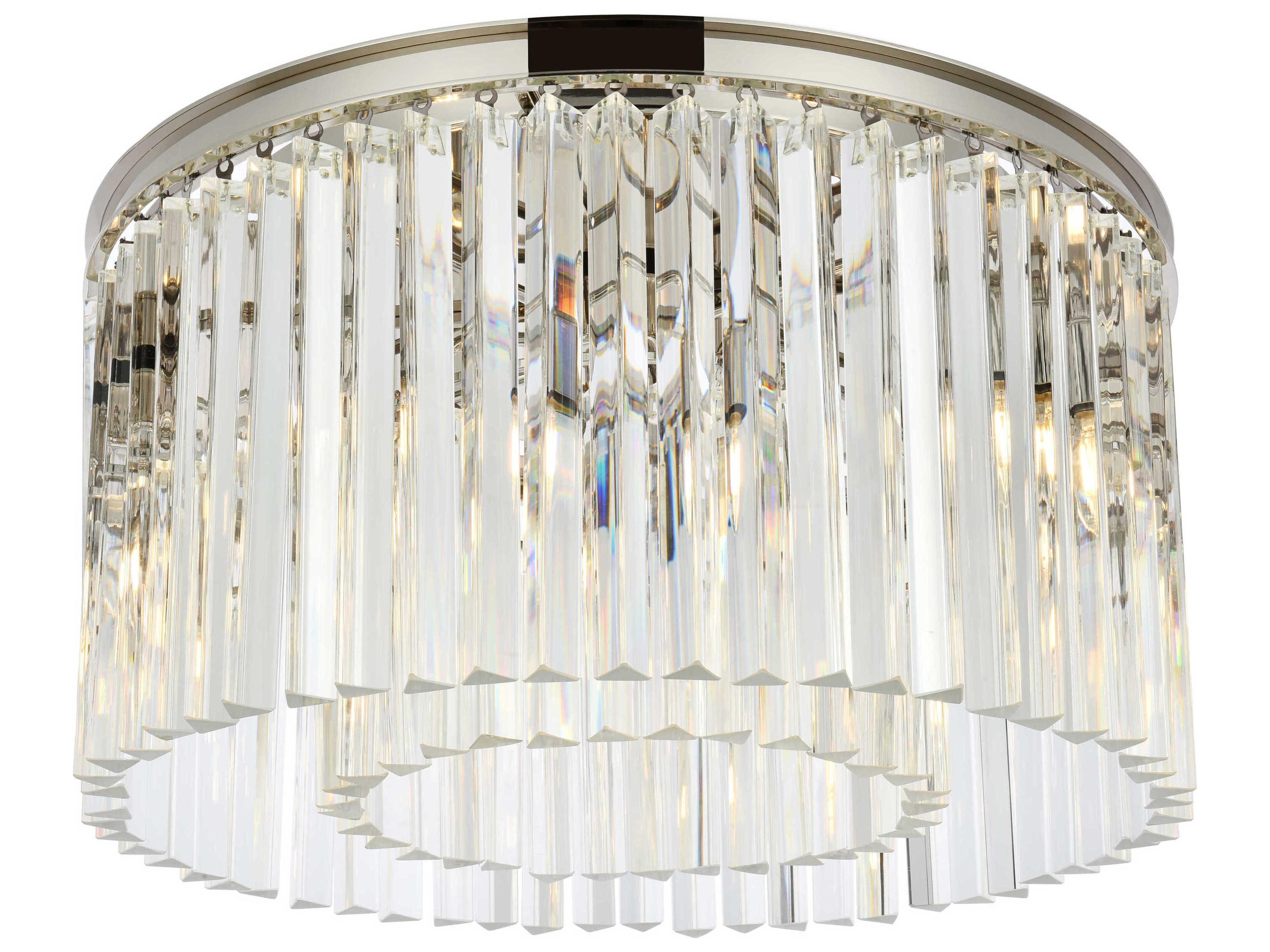Elegant Lighting Sydney 8-Light Polished Nickel Clear Crystal Drum Flush Mount