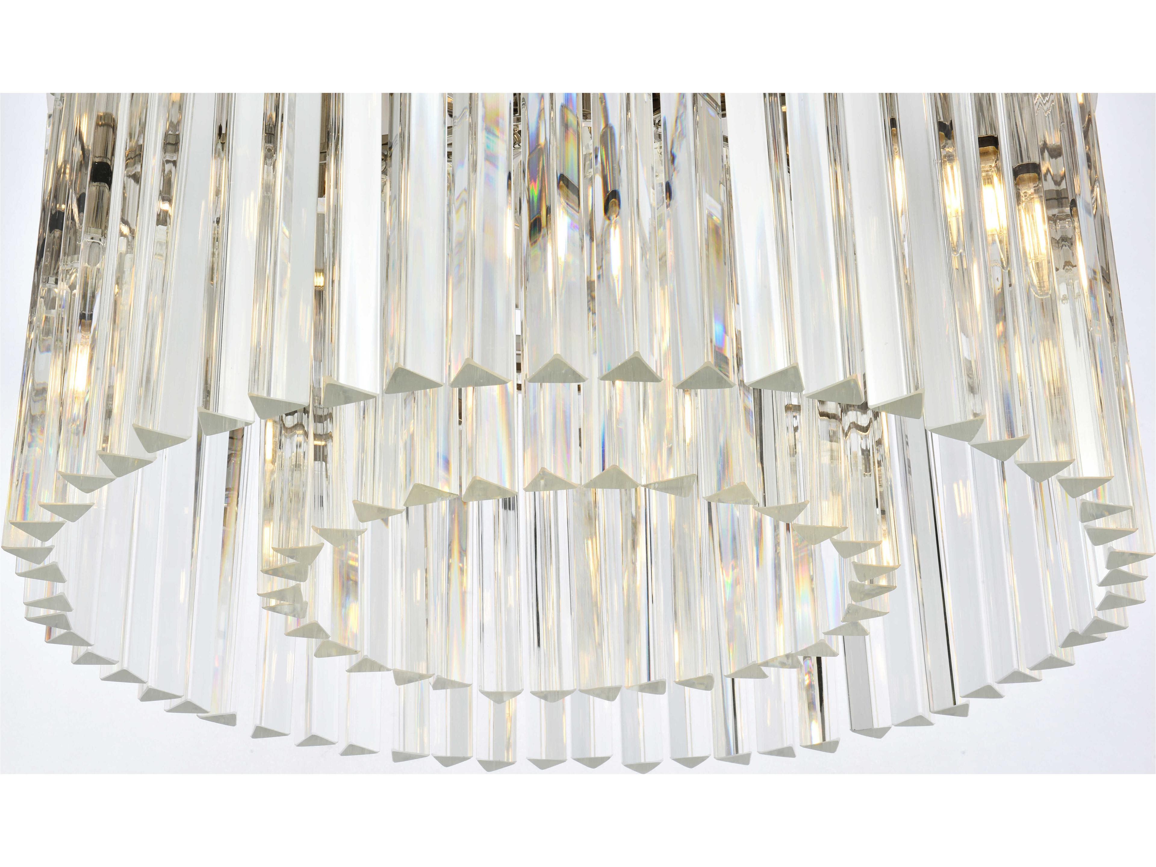 Elegant Lighting Sydney 8-Light Polished Nickel Clear Crystal Drum Flush Mount