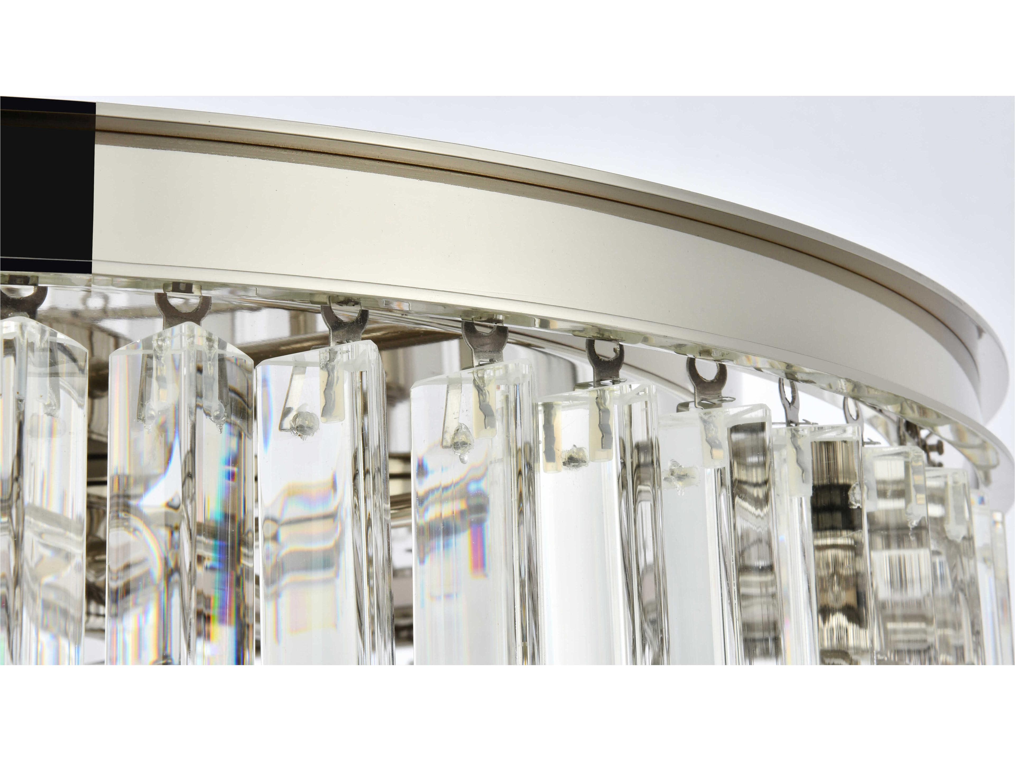 Elegant Lighting Sydney 8-Light Polished Nickel Clear Crystal Drum Flush Mount