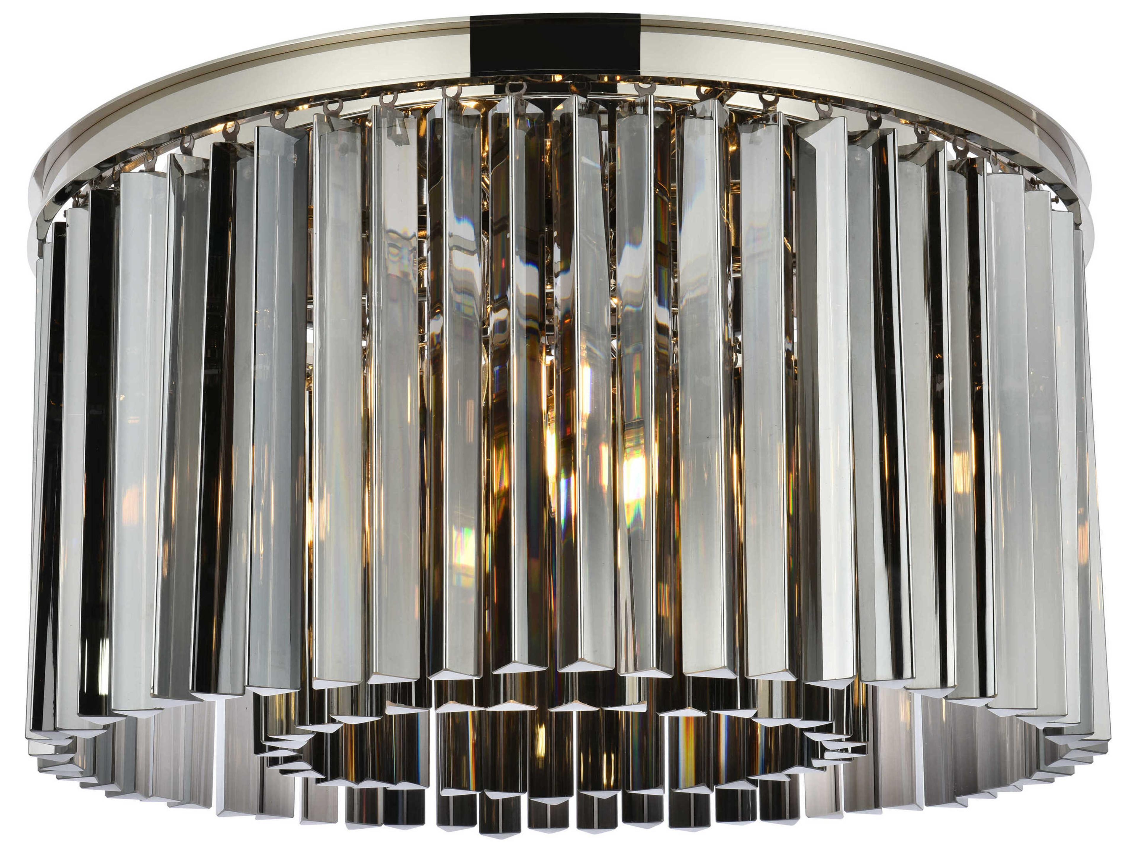 Sydney 8-Light Polished Nickel Silver Crystal Drum Flush Mount