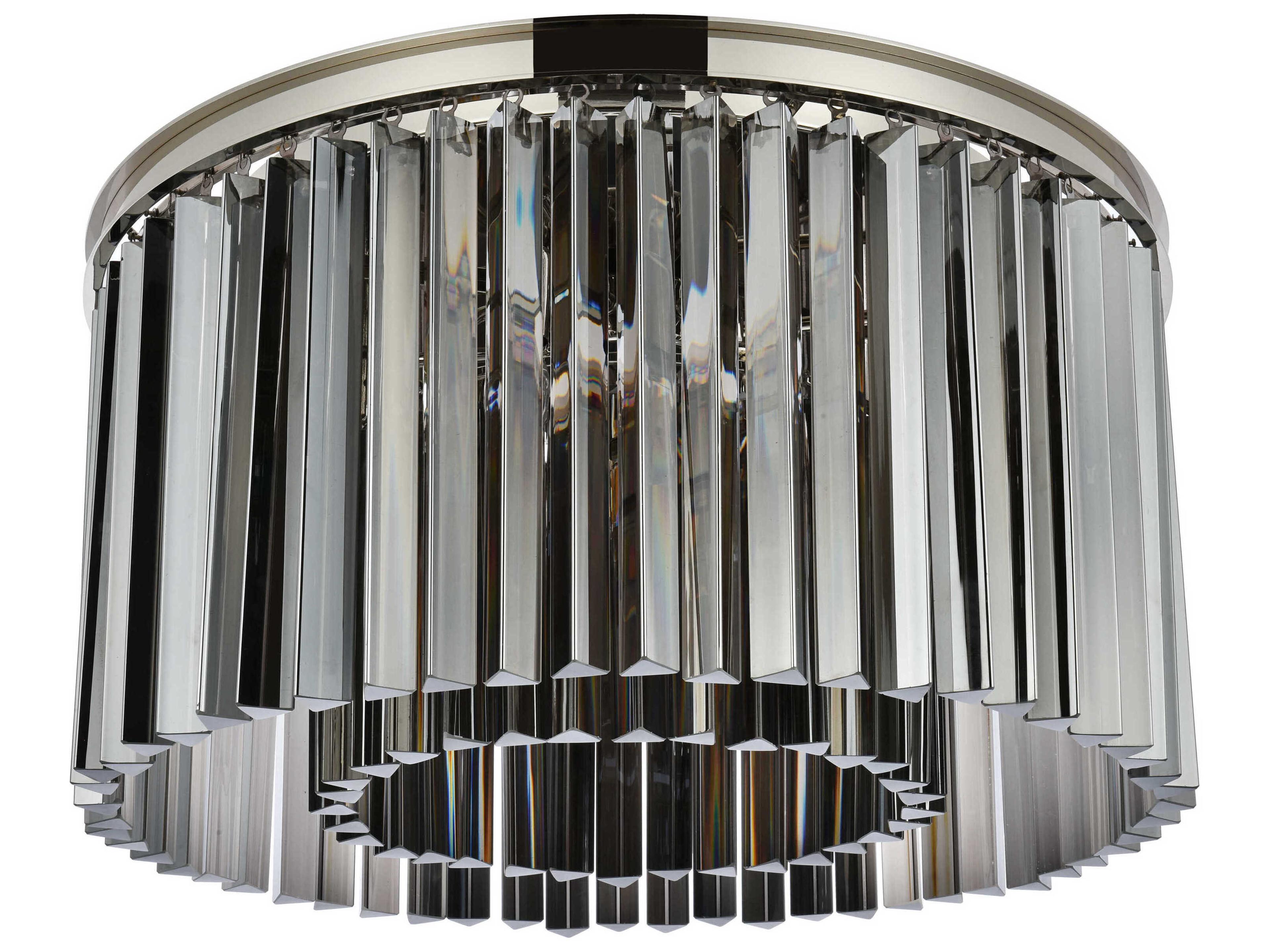 Elegant Lighting Sydney 8-Light Polished Nickel Silver Crystal Drum Flush Mount