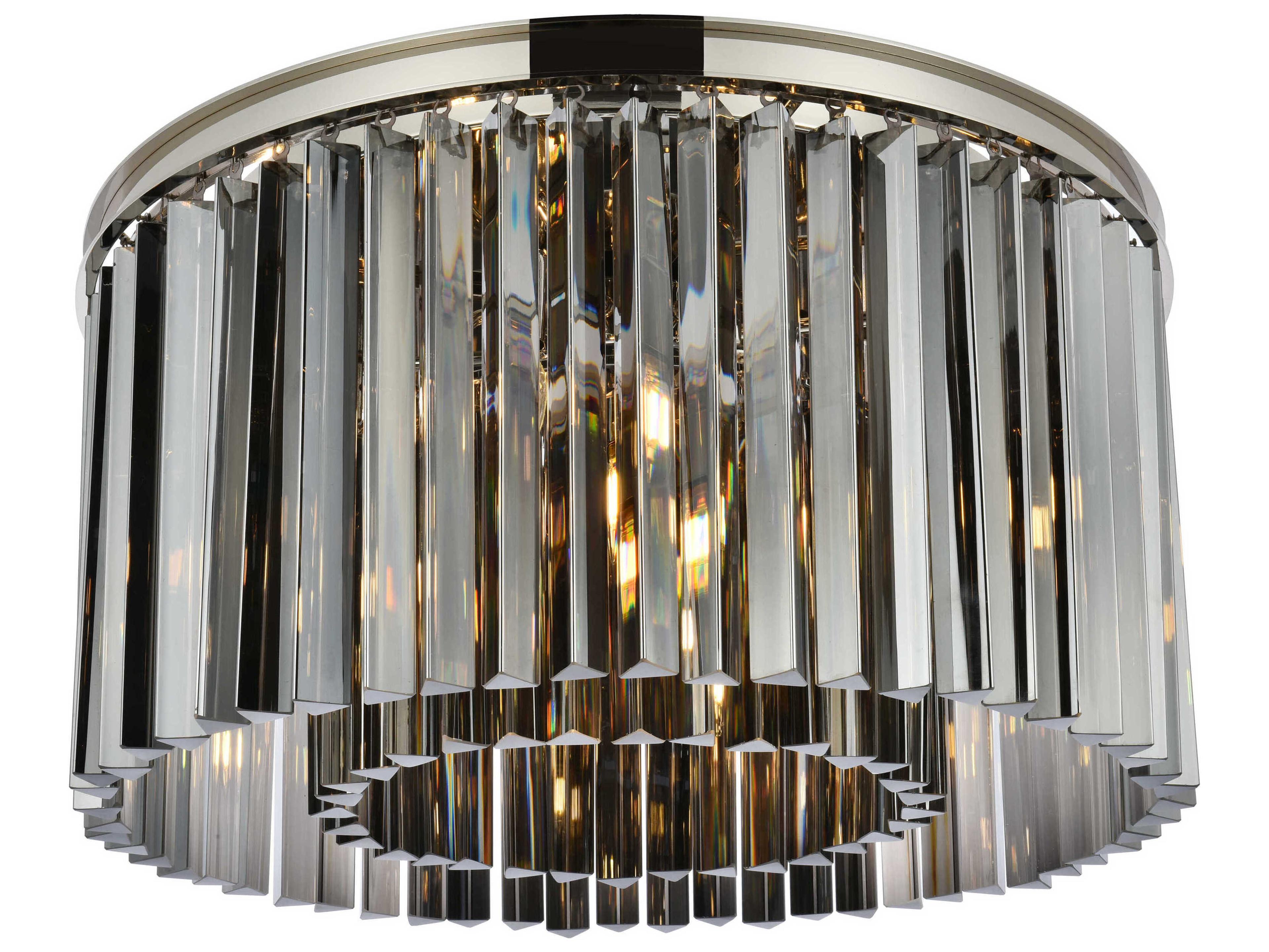 Elegant Lighting Sydney 8-Light Polished Nickel Silver Crystal Drum Flush Mount