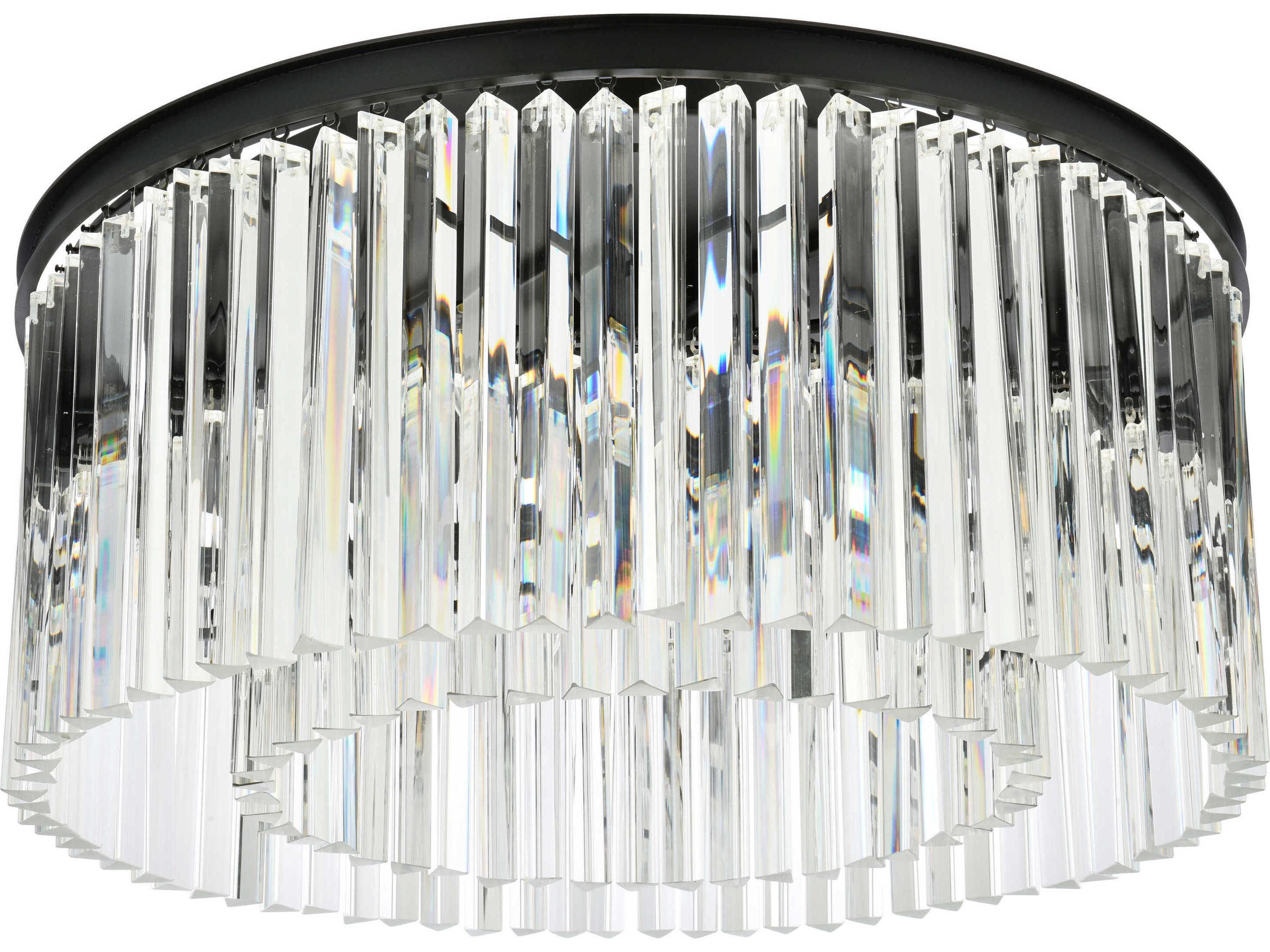 Elegant Lighting Sydney 8-Light Matte Black Clear Crystal Drum Flush Mount