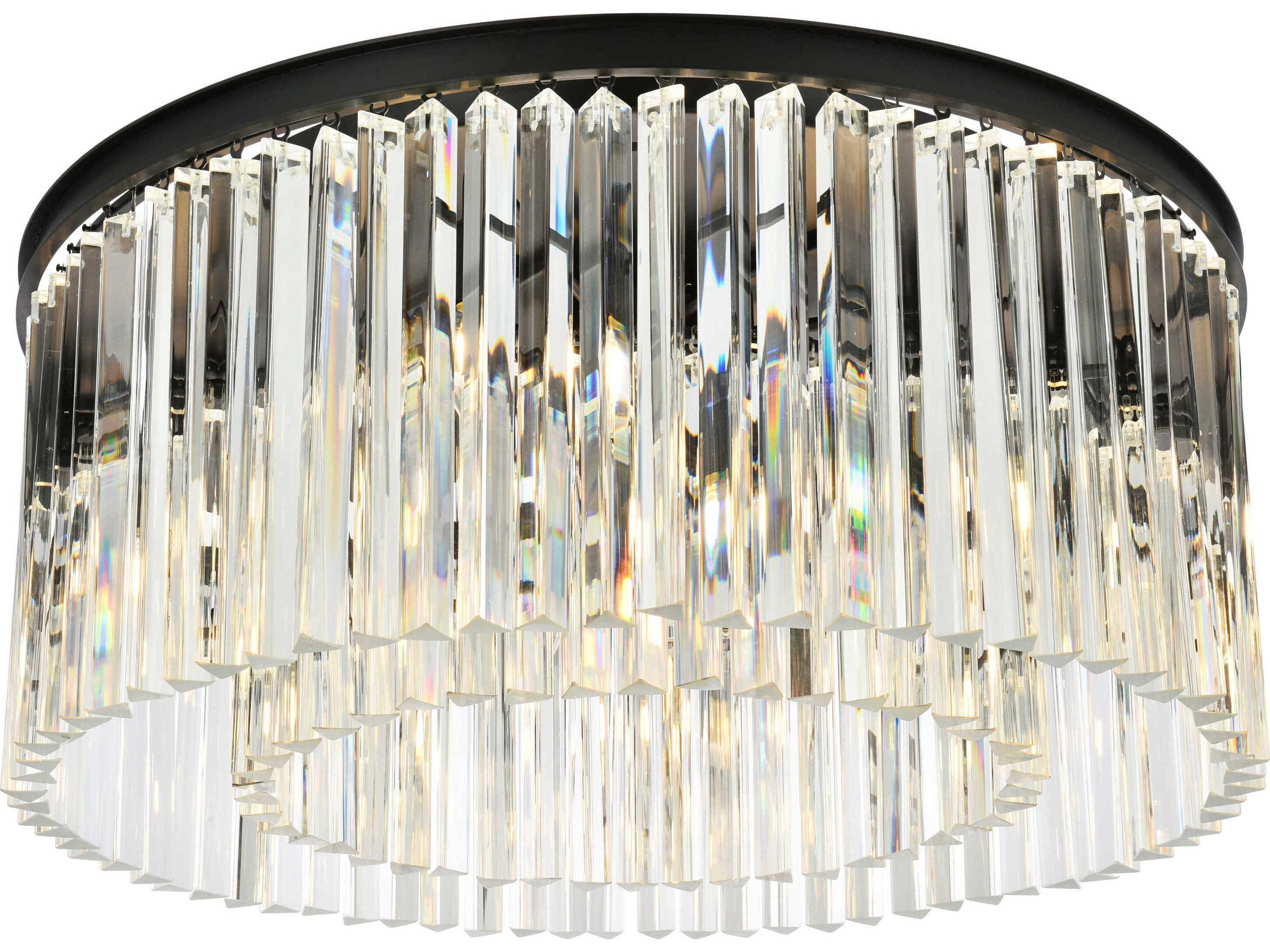 Elegant Lighting Sydney 8-Light Matte Black Clear Crystal Drum Flush Mount