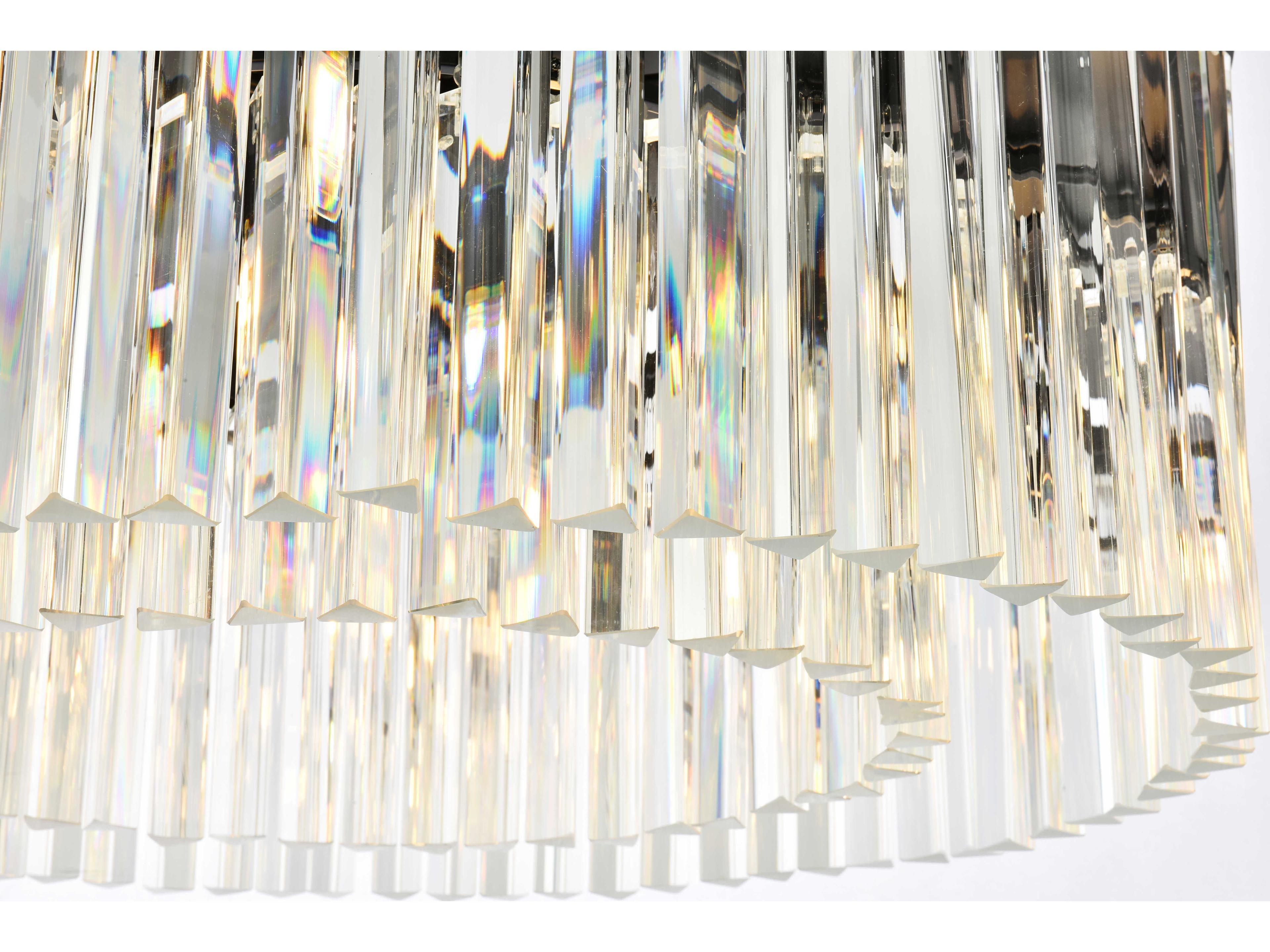 Elegant Lighting Sydney 8-Light Matte Black Clear Crystal Drum Flush Mount