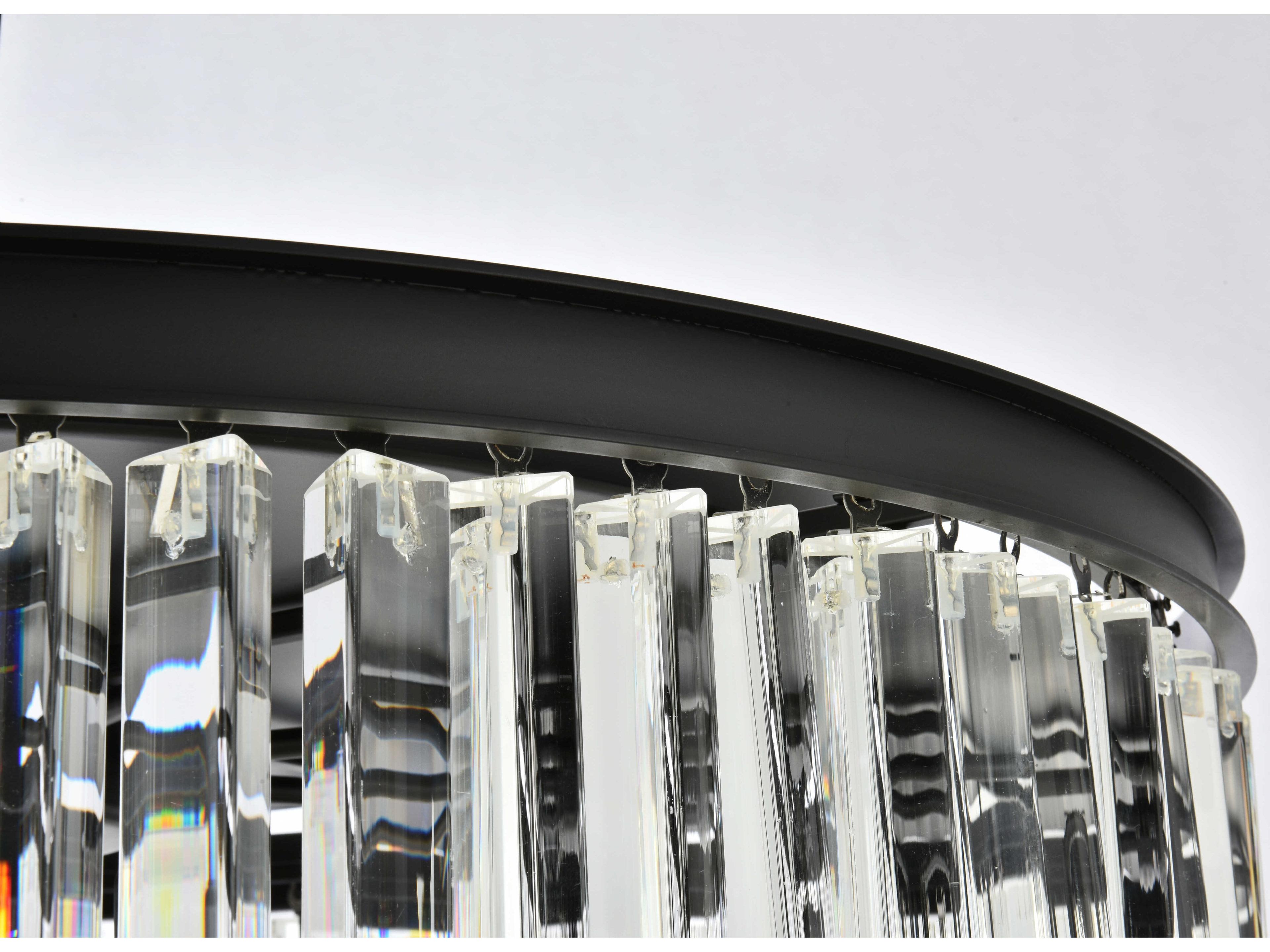 Elegant Lighting Sydney 8-Light Matte Black Clear Crystal Drum Flush Mount