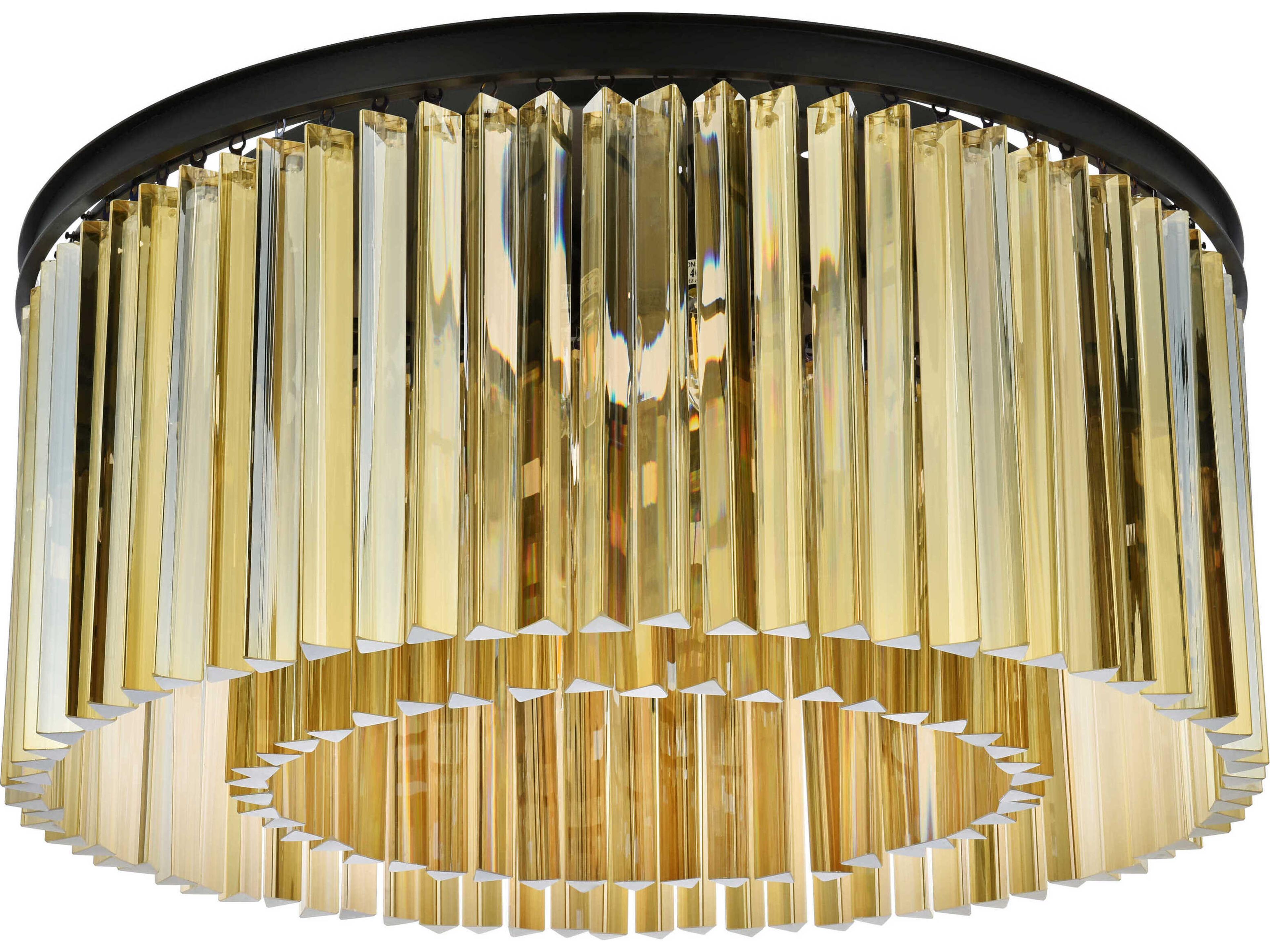 Elegant Lighting Sydney 8-Light Matte Black Gold Crystal Drum Flush Mount