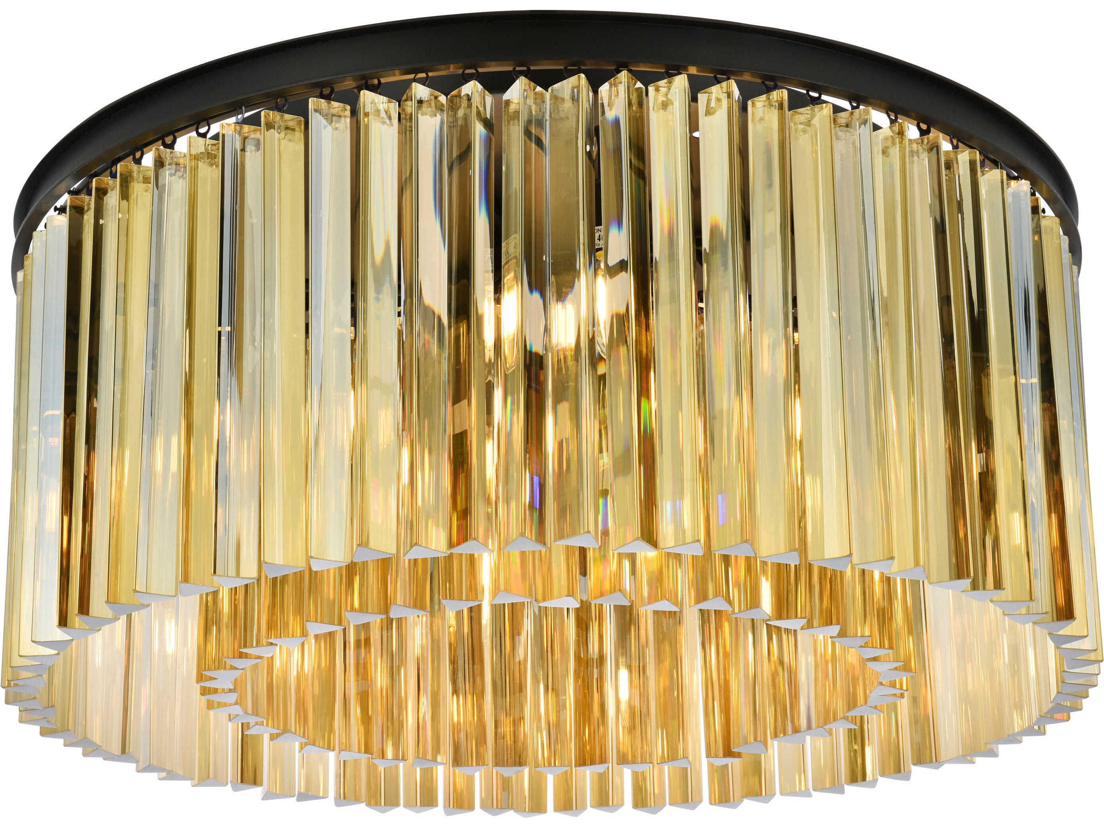 Elegant Lighting Sydney 8-Light Matte Black Gold Crystal Drum Flush Mount