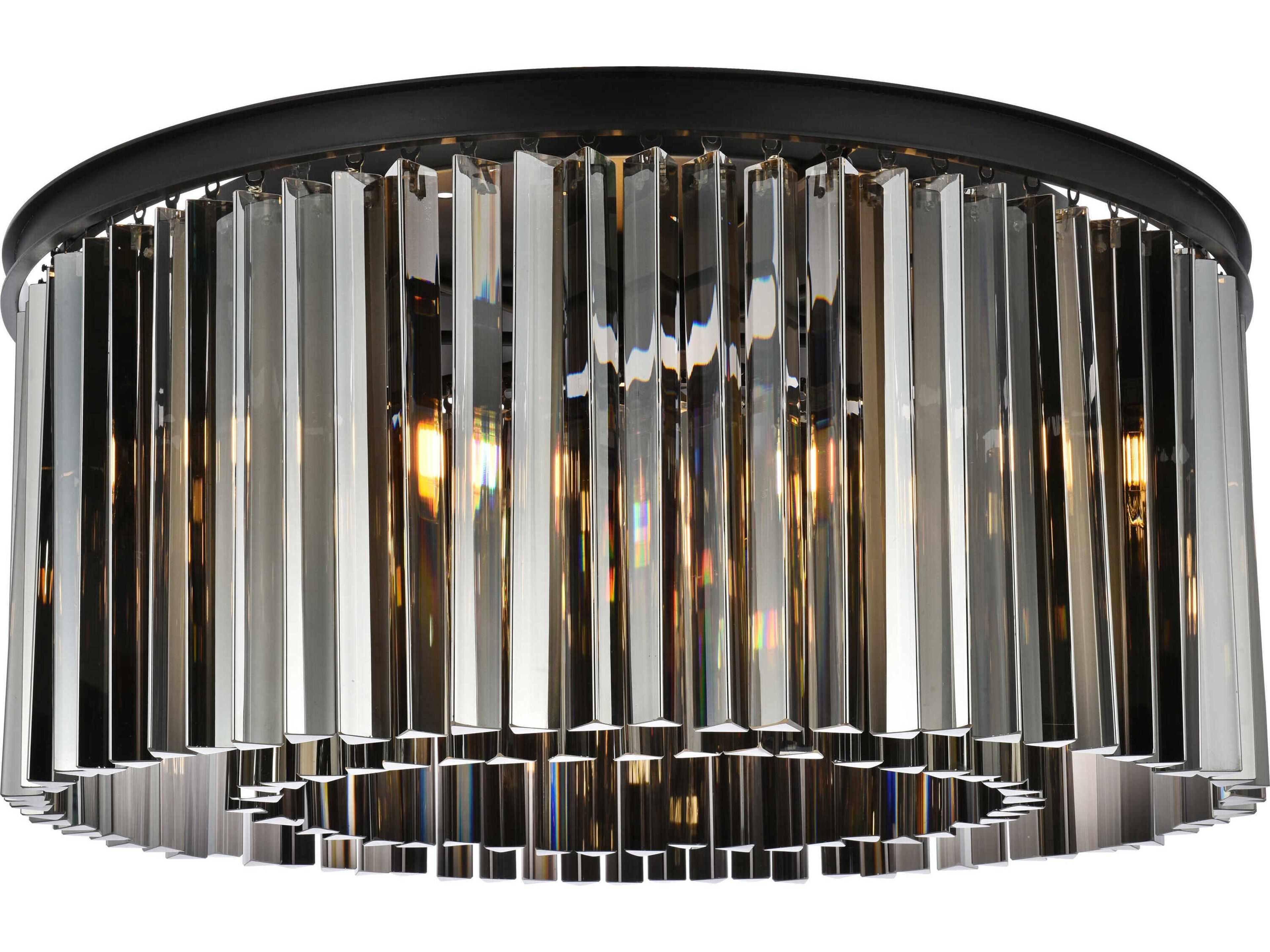 Elegant Lighting Sydney 8-Light Matte Black Silver Crystal Drum Flush Mount