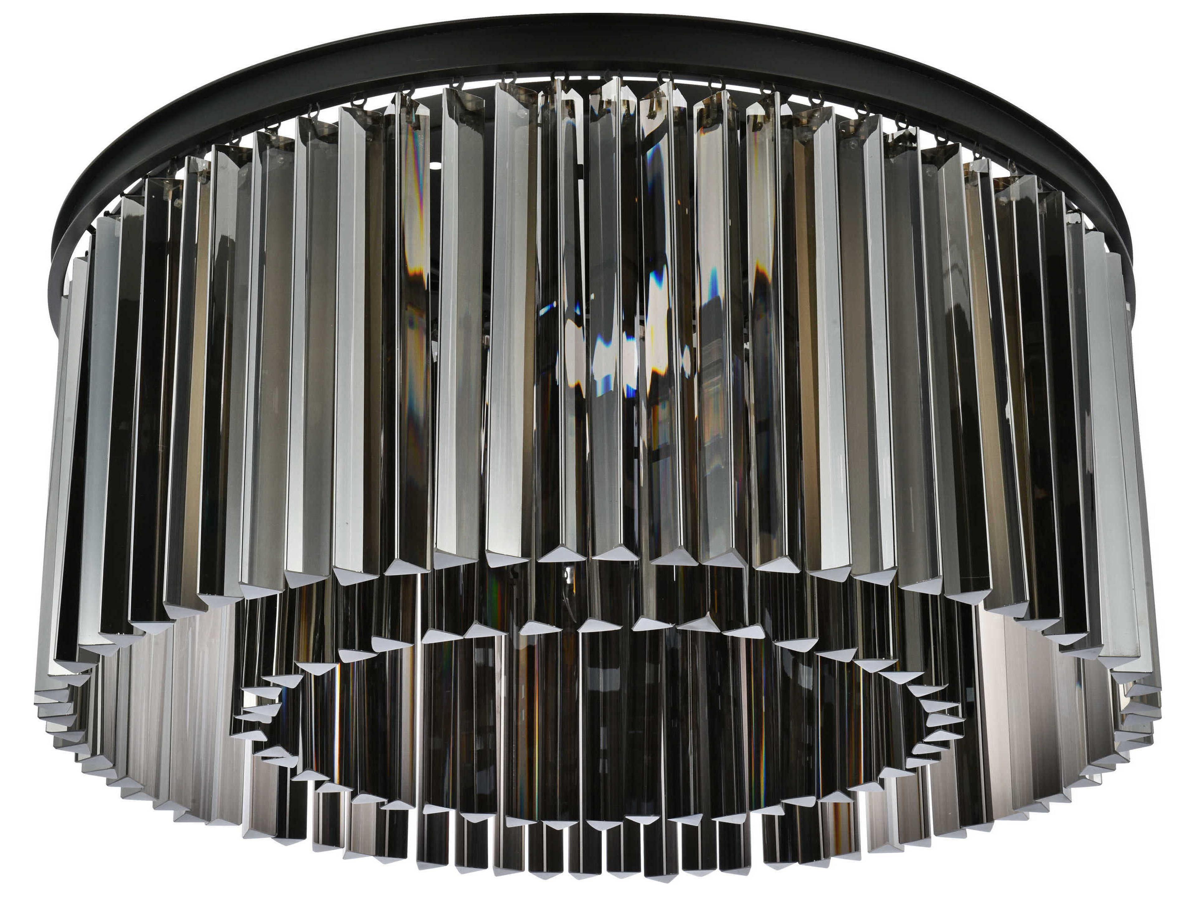 Elegant Lighting Sydney 8-Light Matte Black Silver Crystal Drum Flush Mount