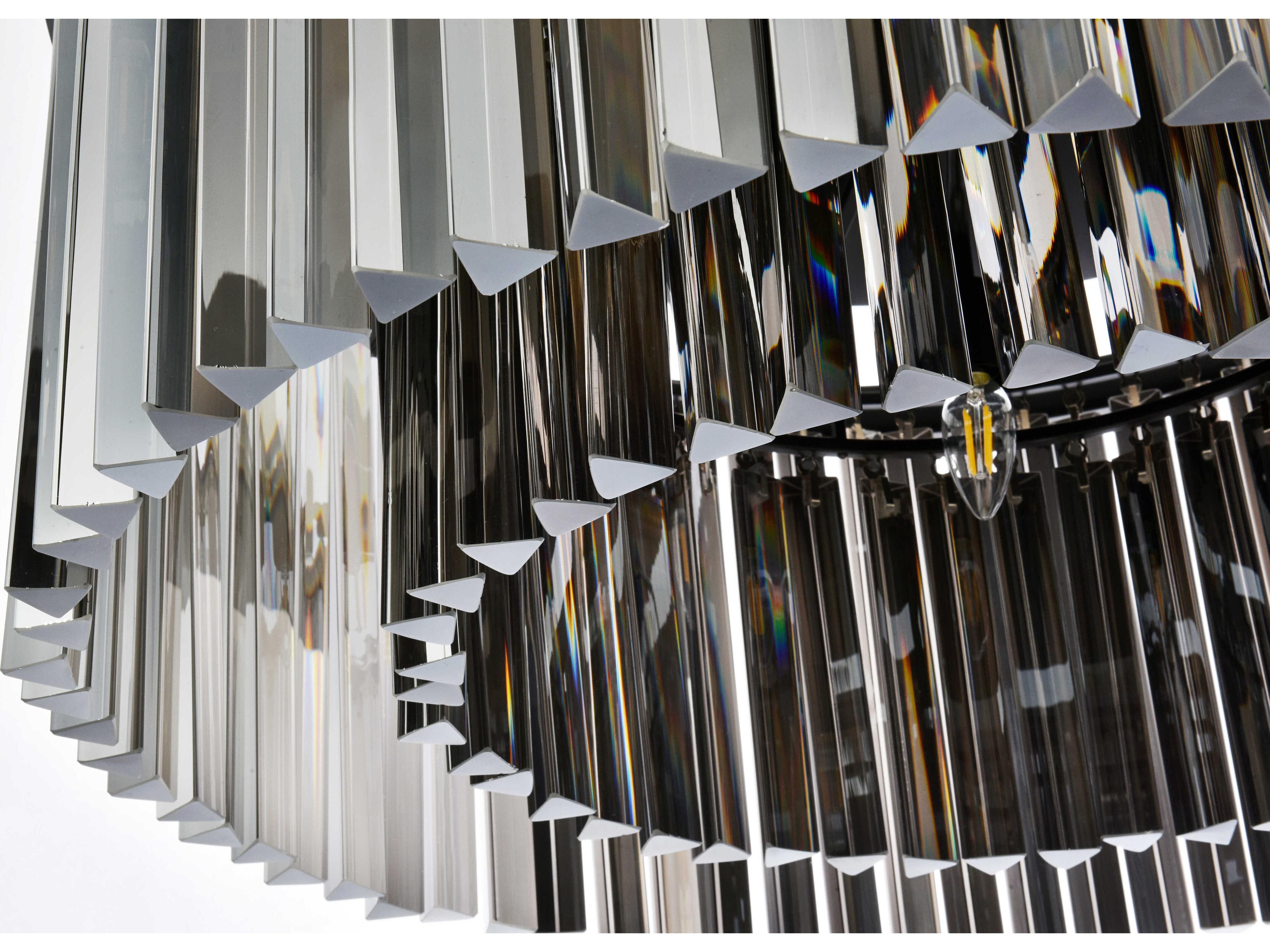 Elegant Lighting Sydney 8-Light Matte Black Silver Crystal Drum Flush Mount