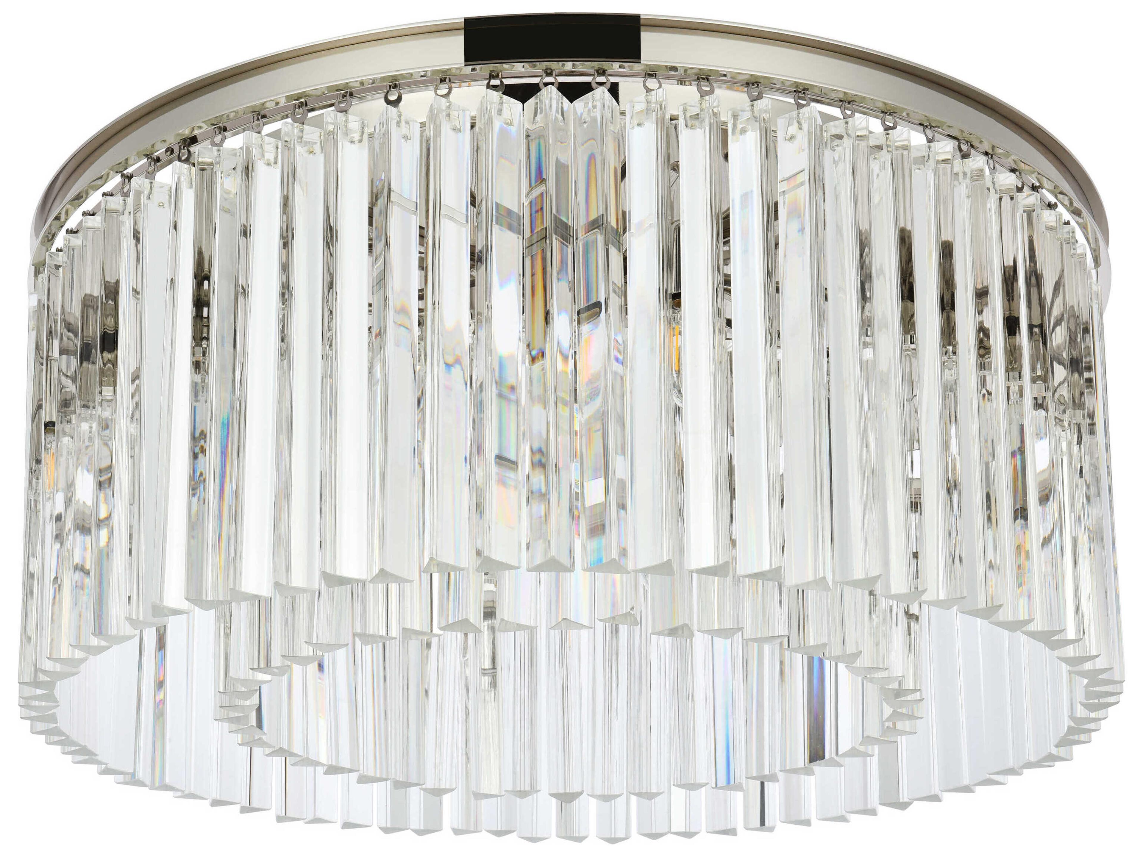 Elegant Lighting Sydney 8-Light Polished Nickel Clear Crystal Drum Flush Mount