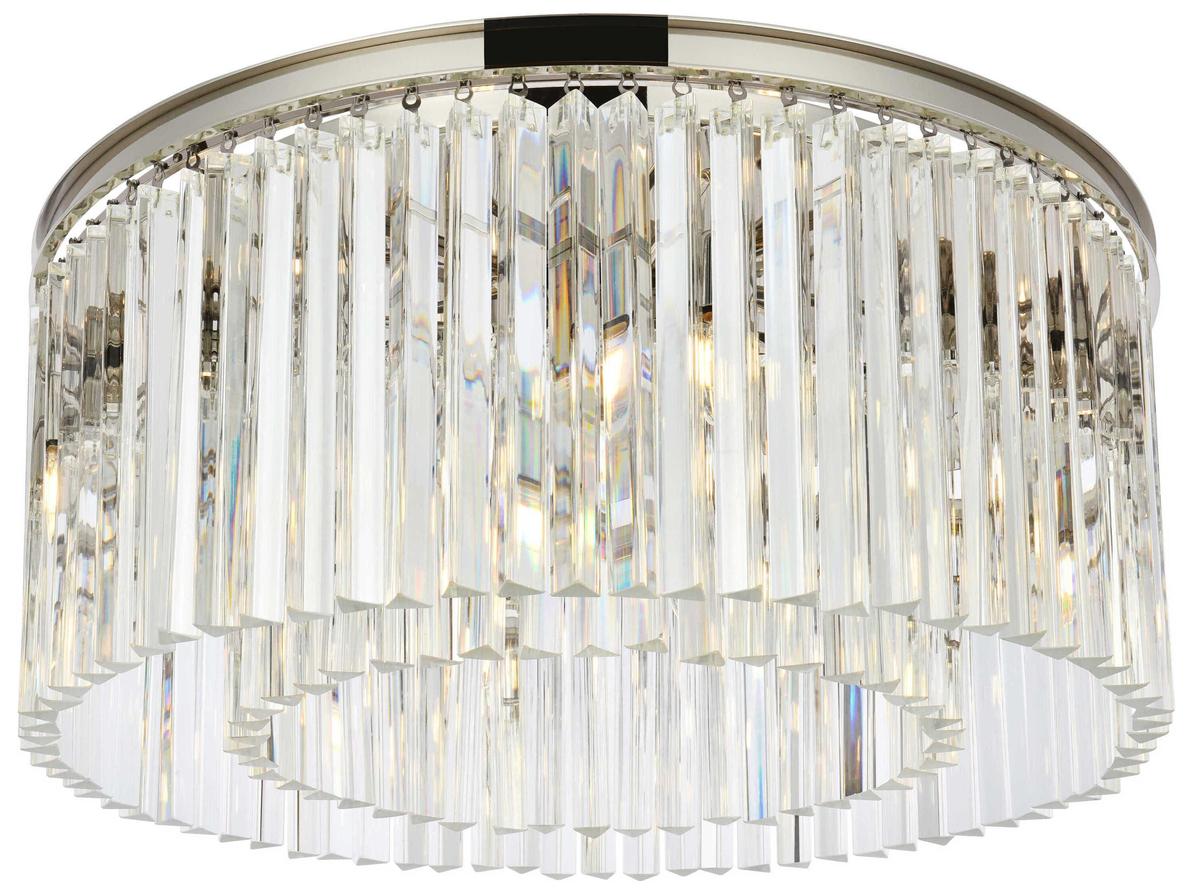 Elegant Lighting Sydney 8-Light Polished Nickel Clear Crystal Drum Flush Mount