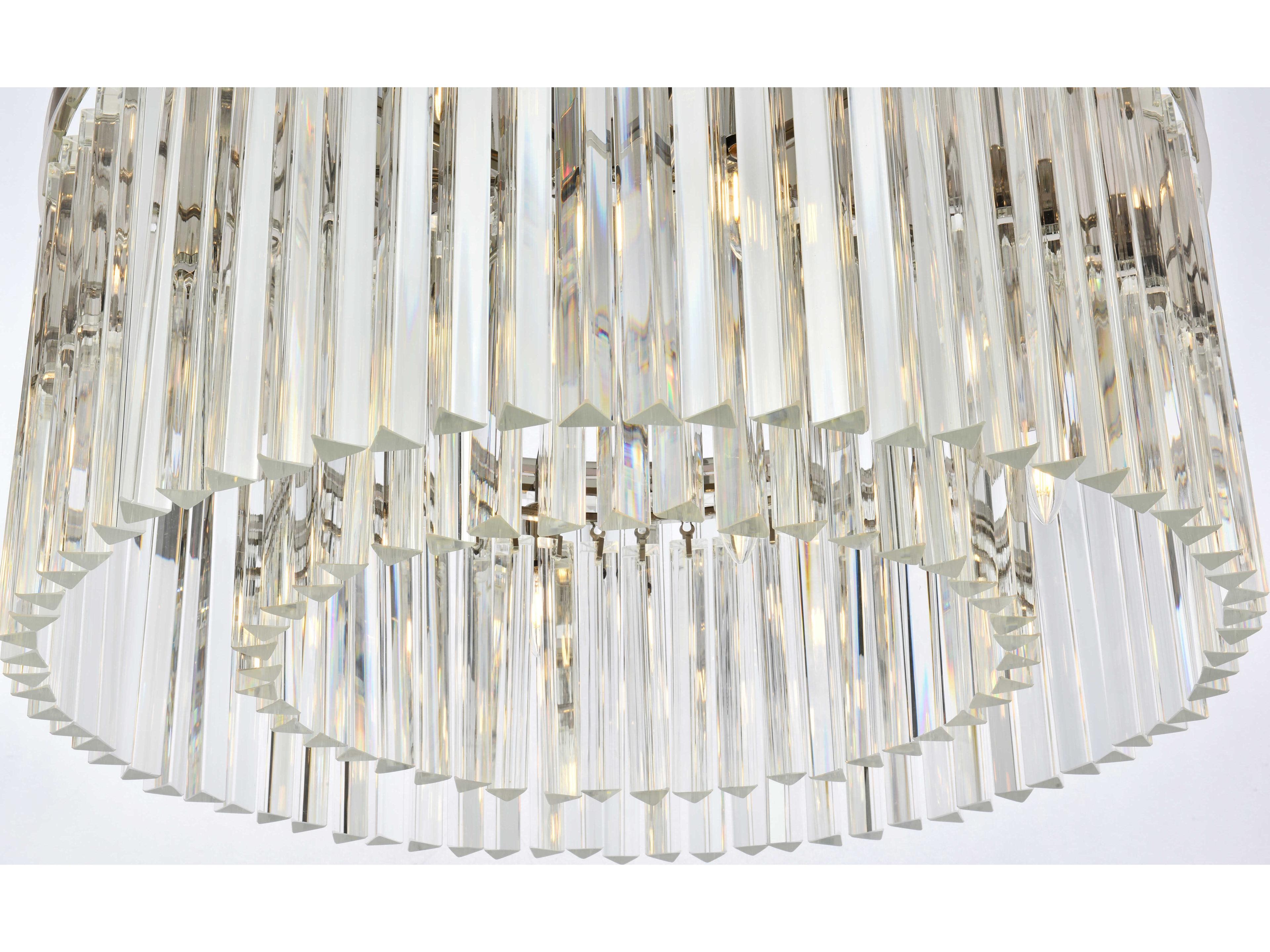 Elegant Lighting Sydney 8-Light Polished Nickel Clear Crystal Drum Flush Mount