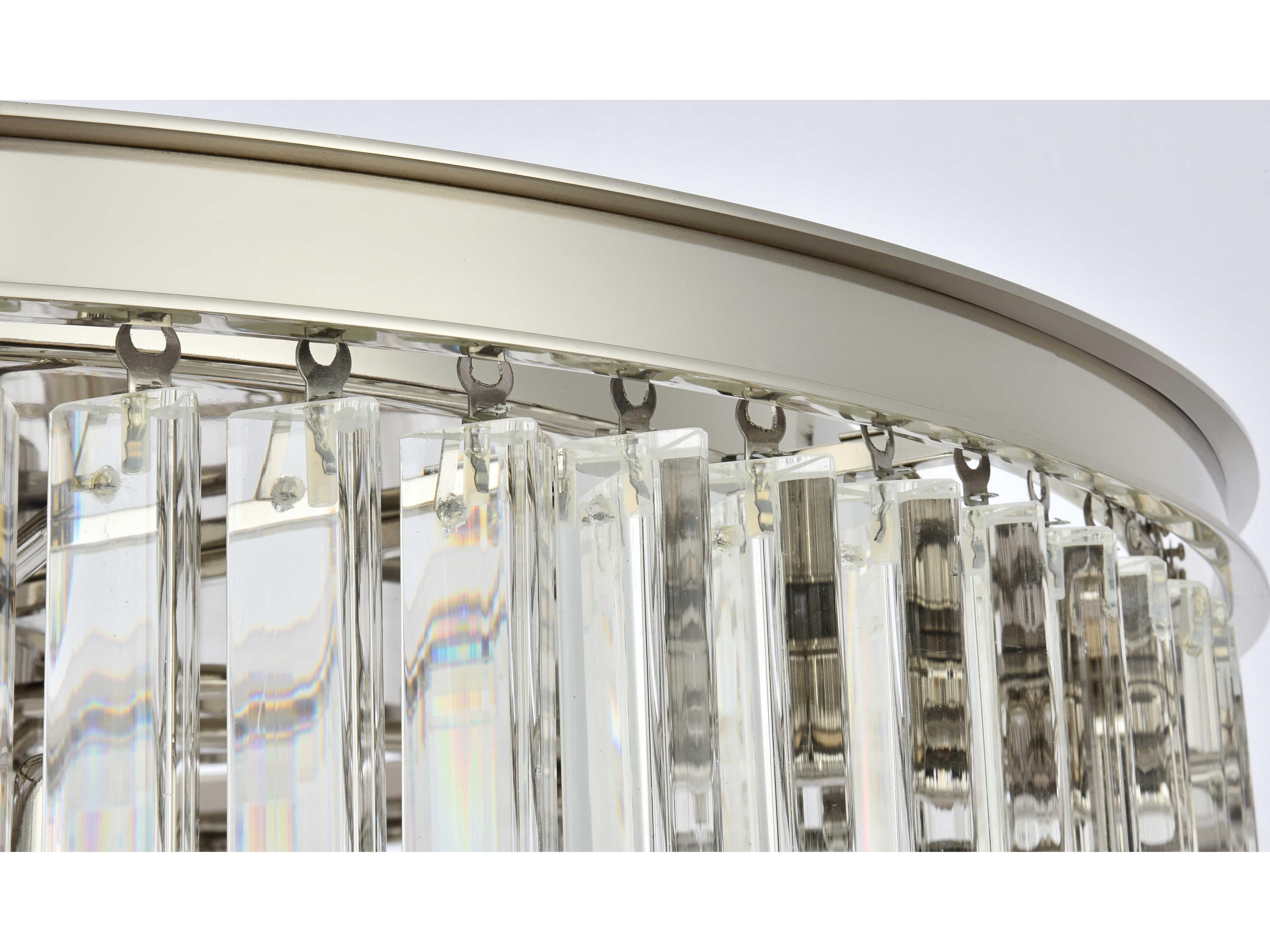 Elegant Lighting Sydney 8-Light Polished Nickel Clear Crystal Drum Flush Mount