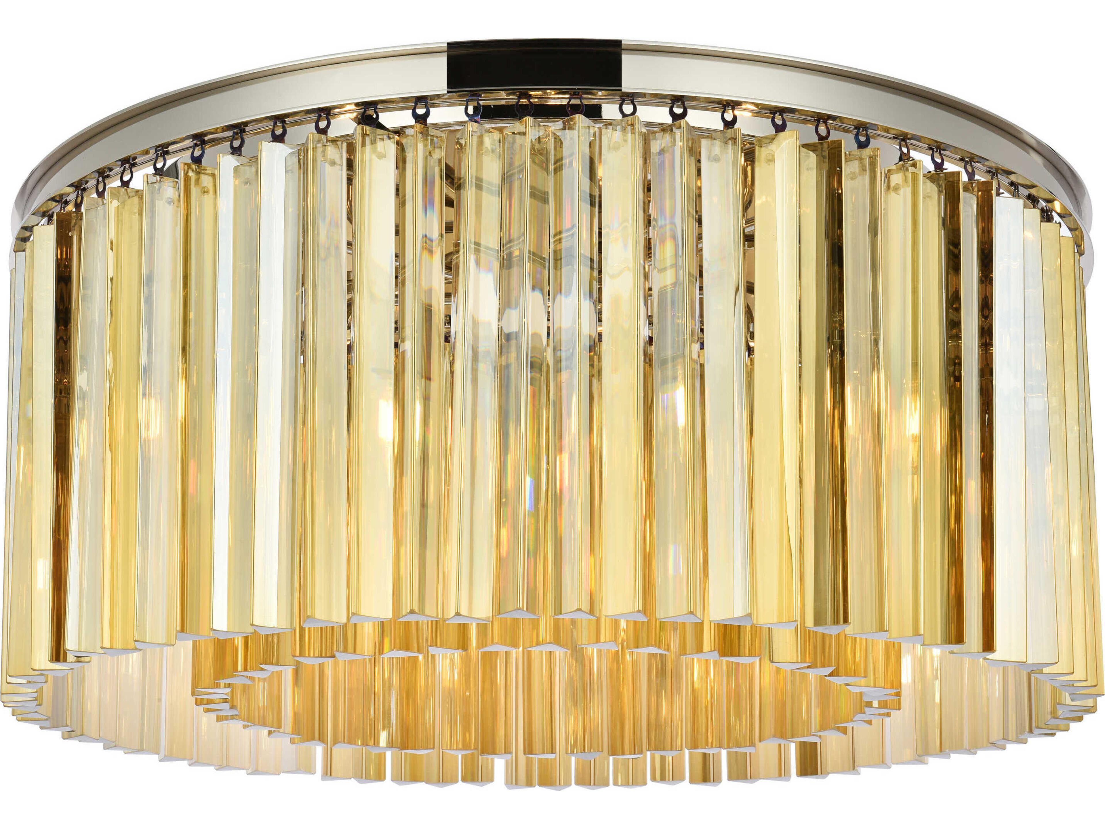 Sydney 8-Light Polished Nickel Gold Crystal Drum Flush Mount