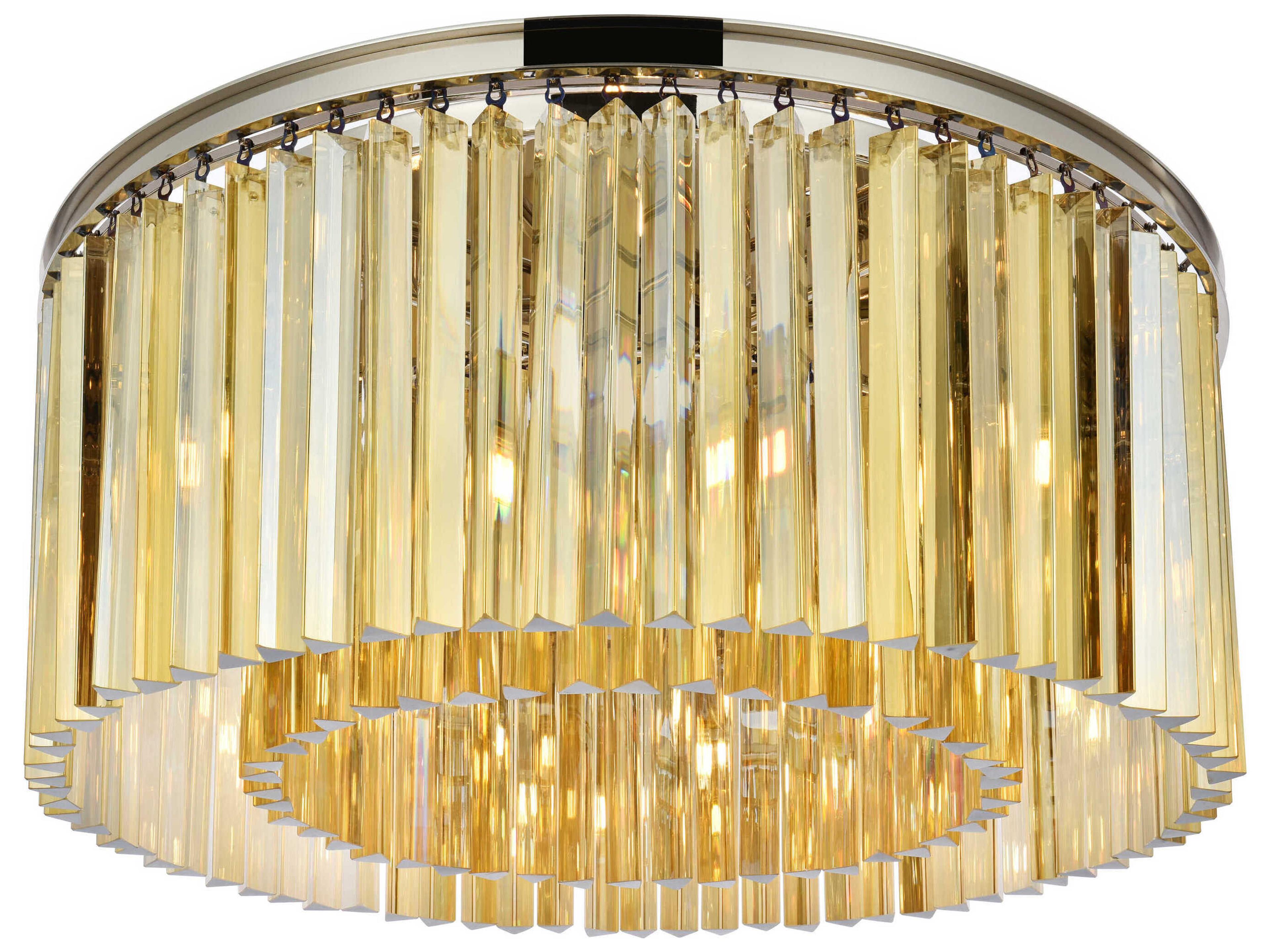 Elegant Lighting Sydney 8-Light Polished Nickel Gold Crystal Drum Flush Mount