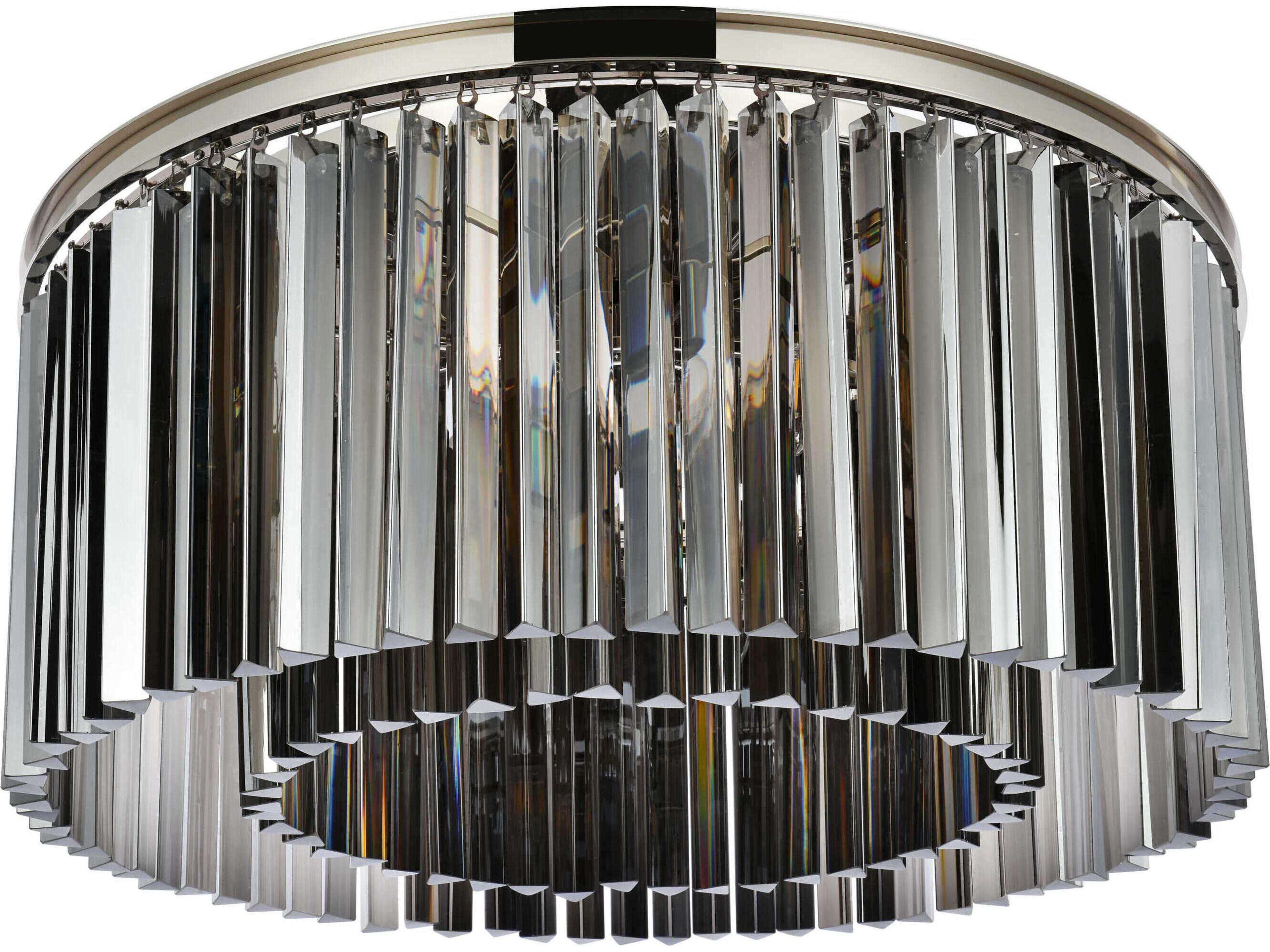 Elegant Lighting Sydney 8-Light Polished Nickel Silver Crystal Drum Flush Mount