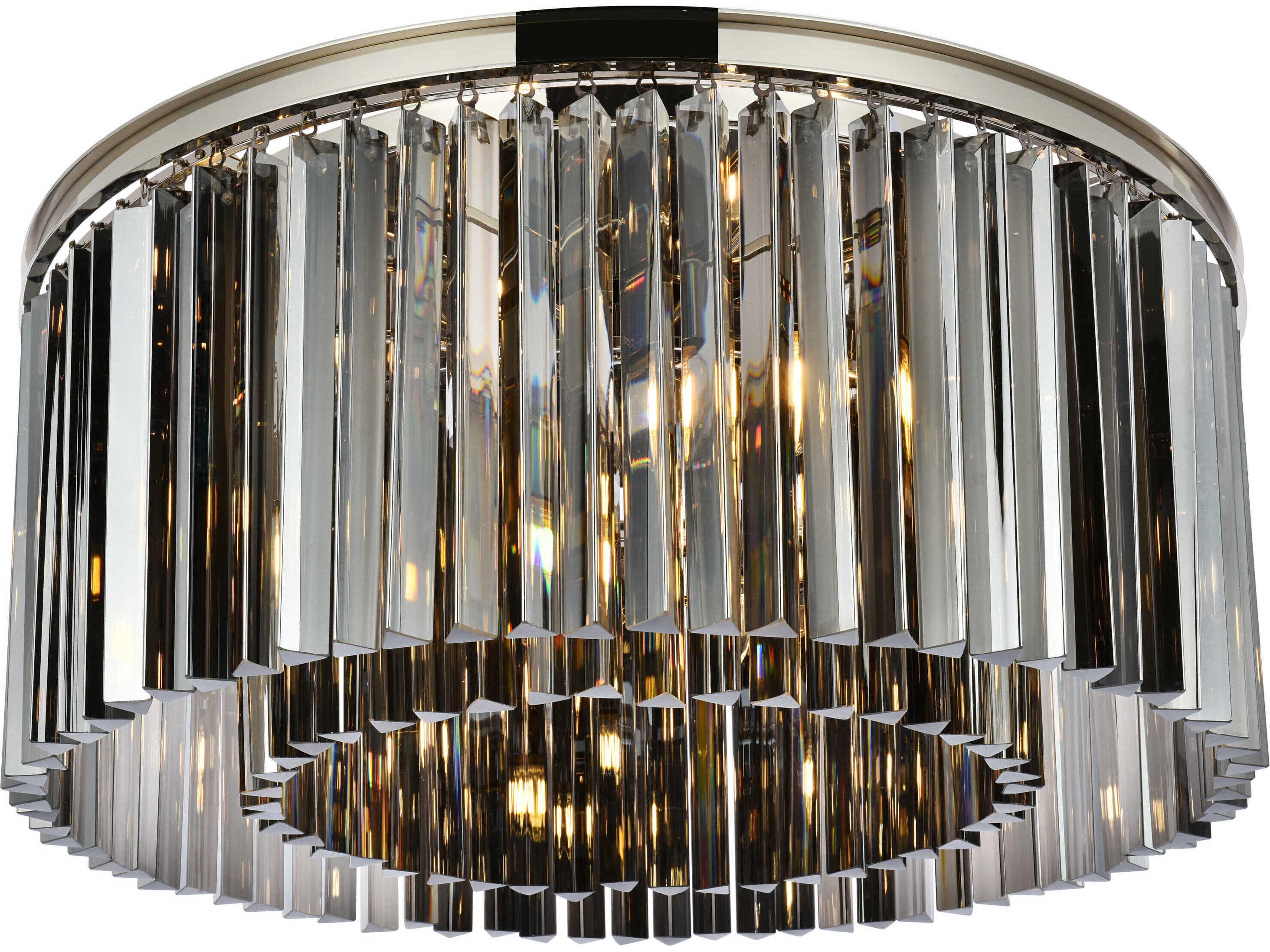 Elegant Lighting Sydney 8-Light Polished Nickel Silver Crystal Drum Flush Mount