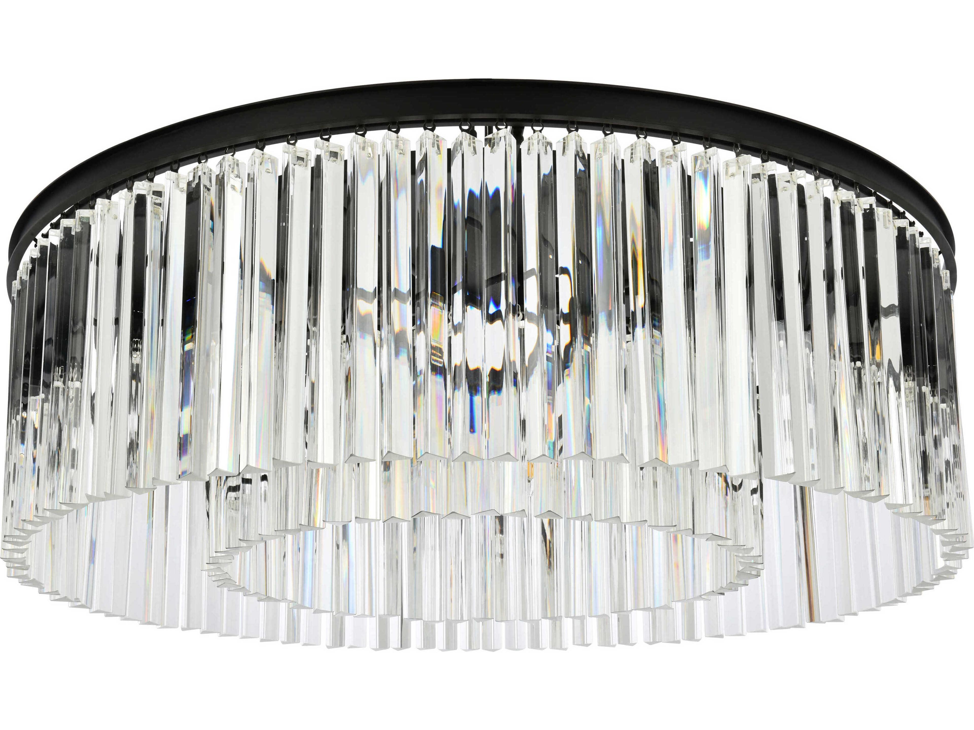 Elegant Lighting Sydney 10-Light Matte Black Clear Crystal Drum Flush Mount