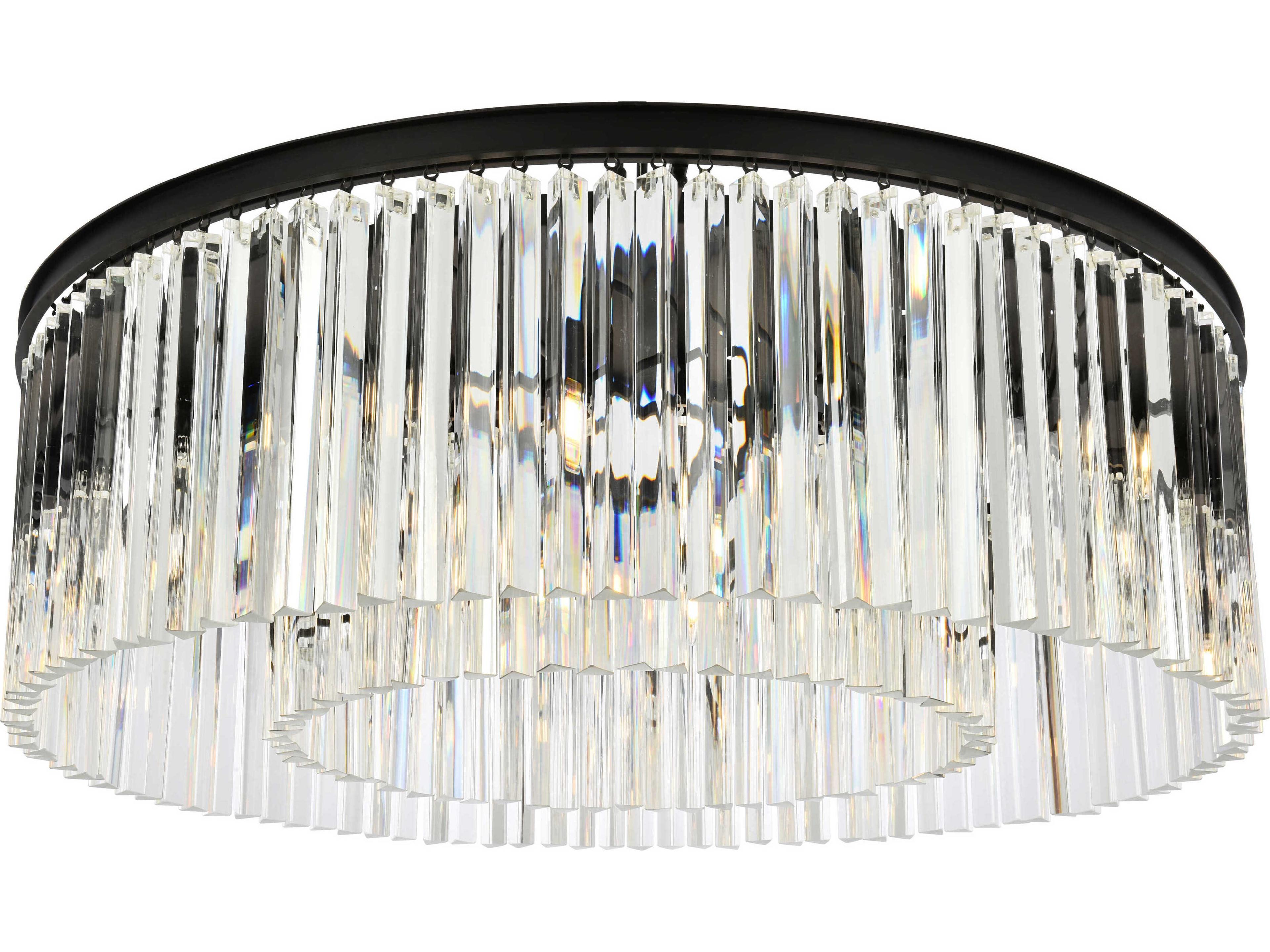 Elegant Lighting Sydney 10-Light Matte Black Clear Crystal Drum Flush Mount