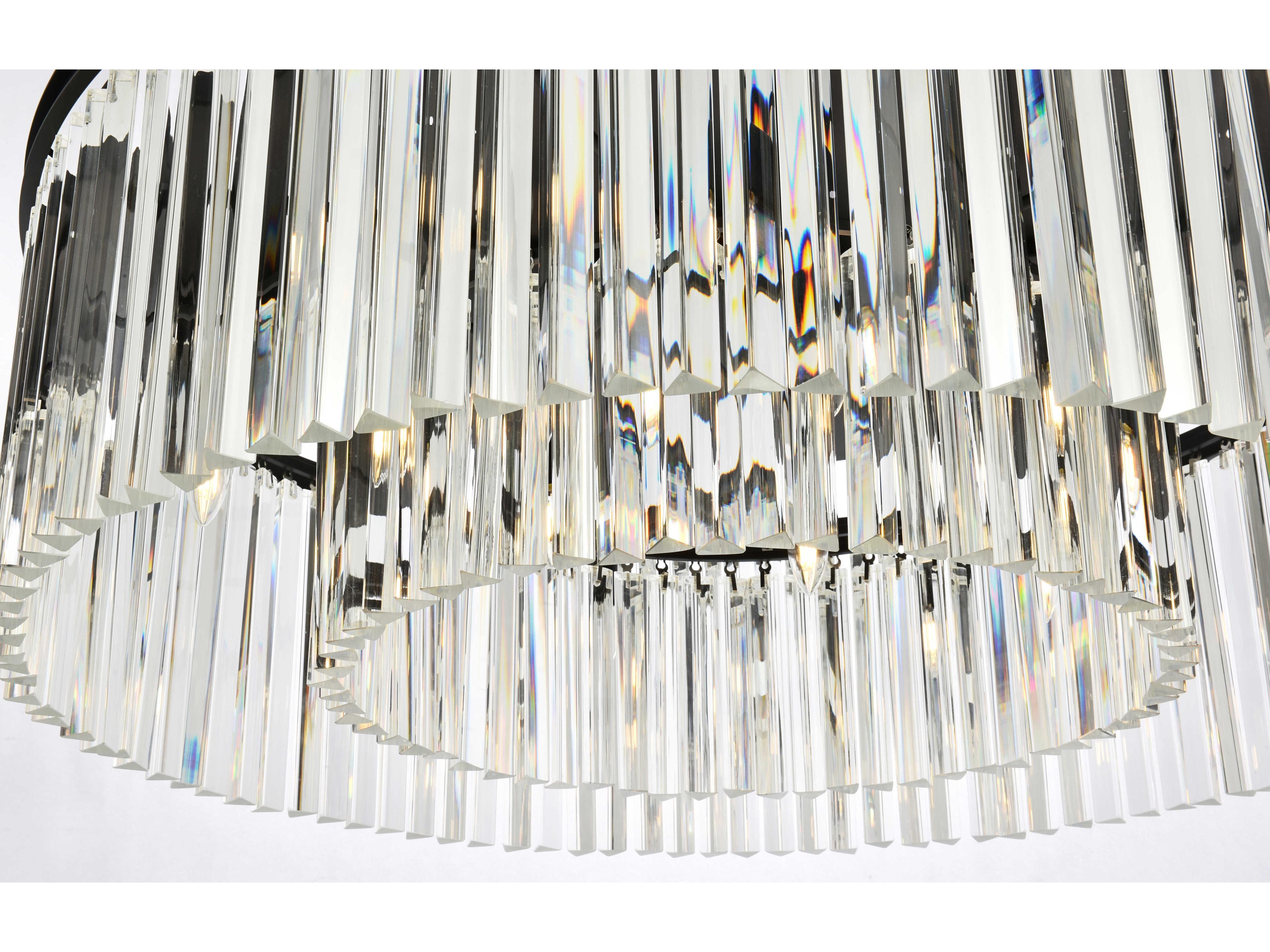 Elegant Lighting Sydney 10-Light Matte Black Clear Crystal Drum Flush Mount